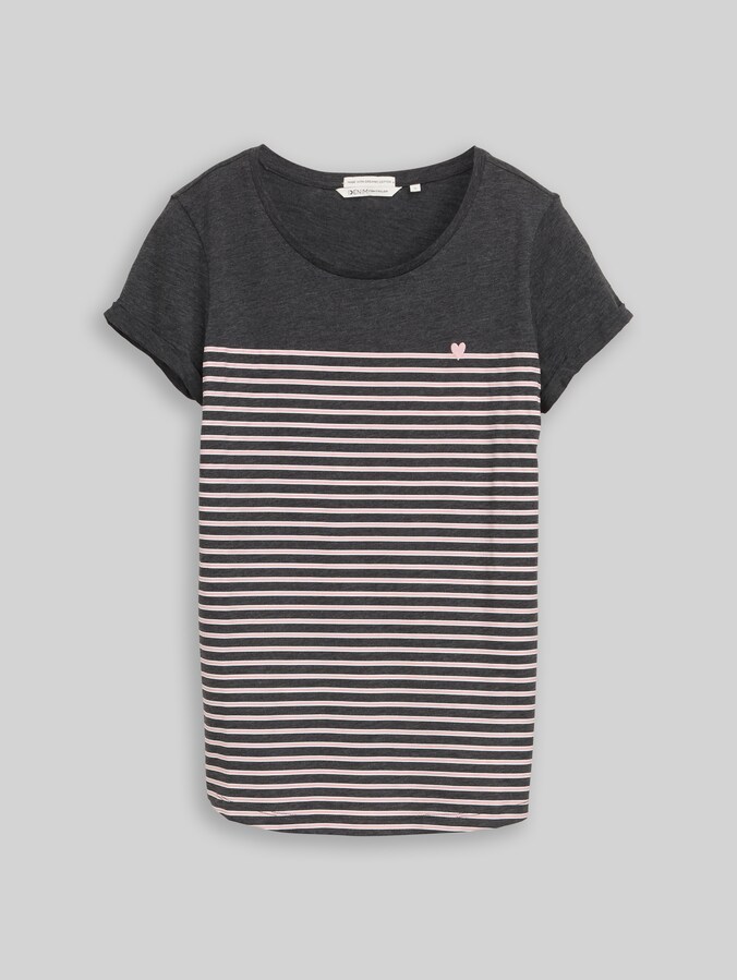 Gestreiftes T-Shirt von Denim Female, dark grey rose stripe