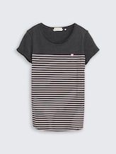 T-shirt rayé - dark grey rose stripe - Vue de face du produit