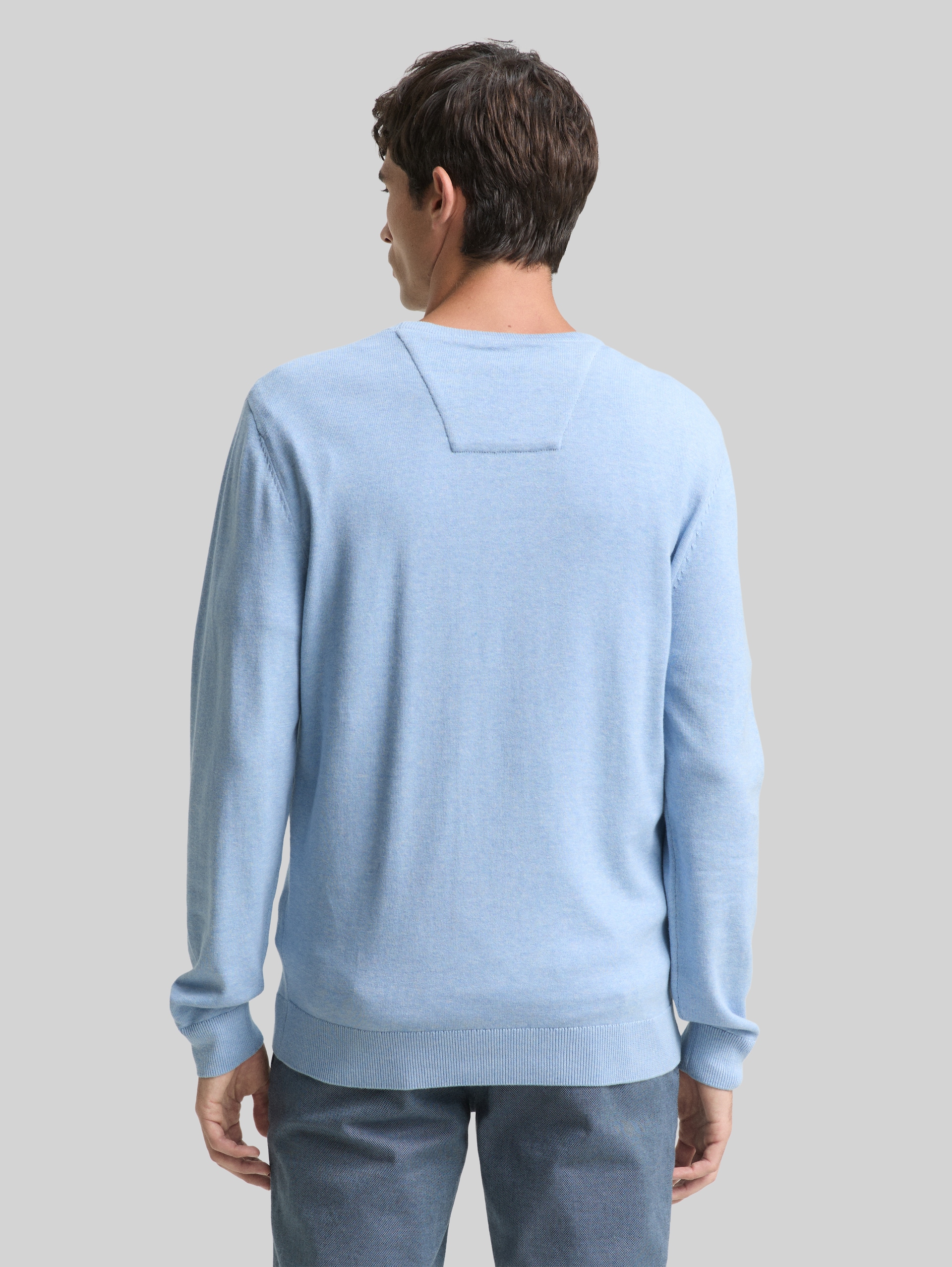 Eenvoudige gebreide trui - Daylight Blue Melange