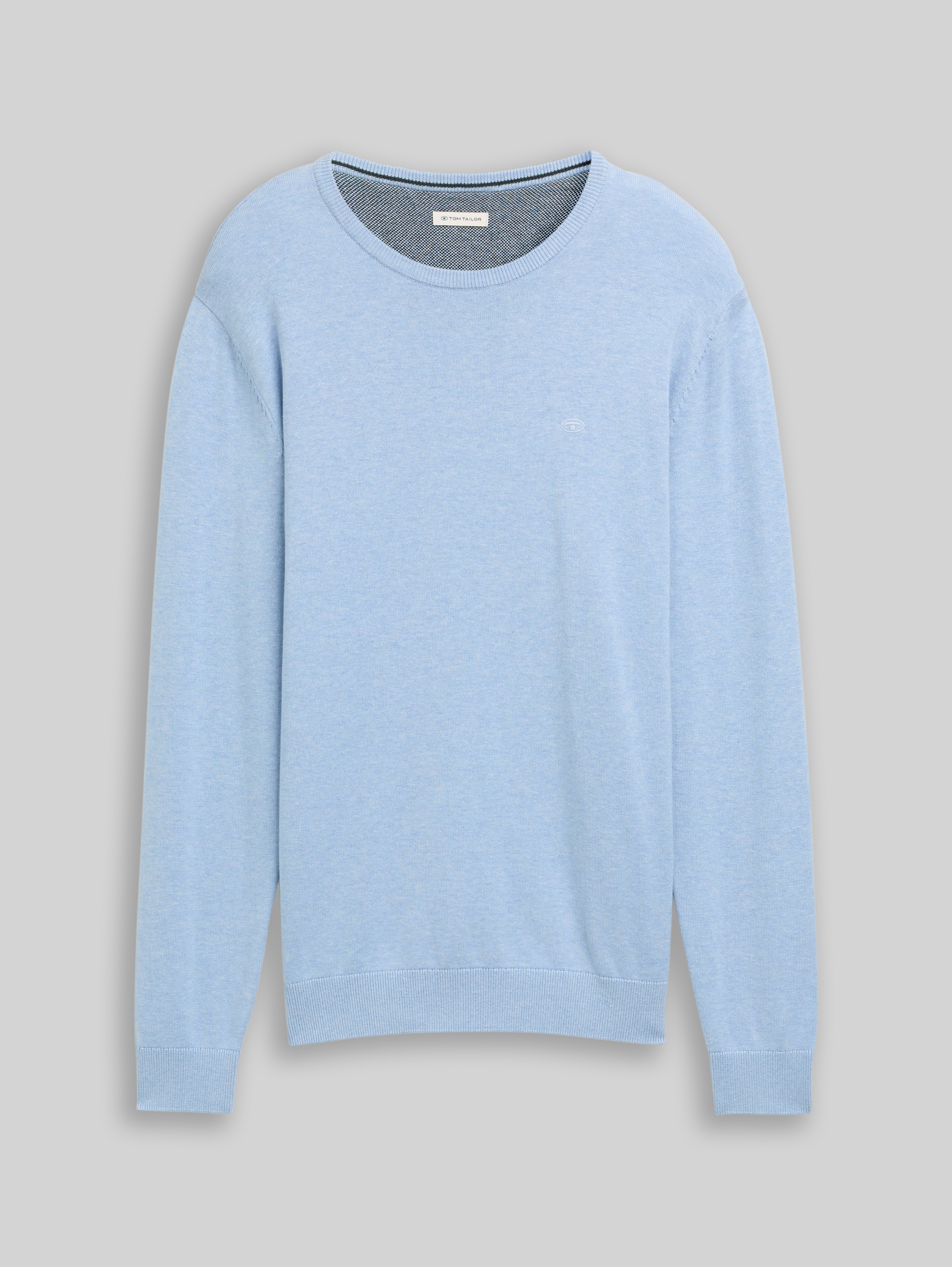 Eenvoudige gebreide trui - Daylight Blue Melange