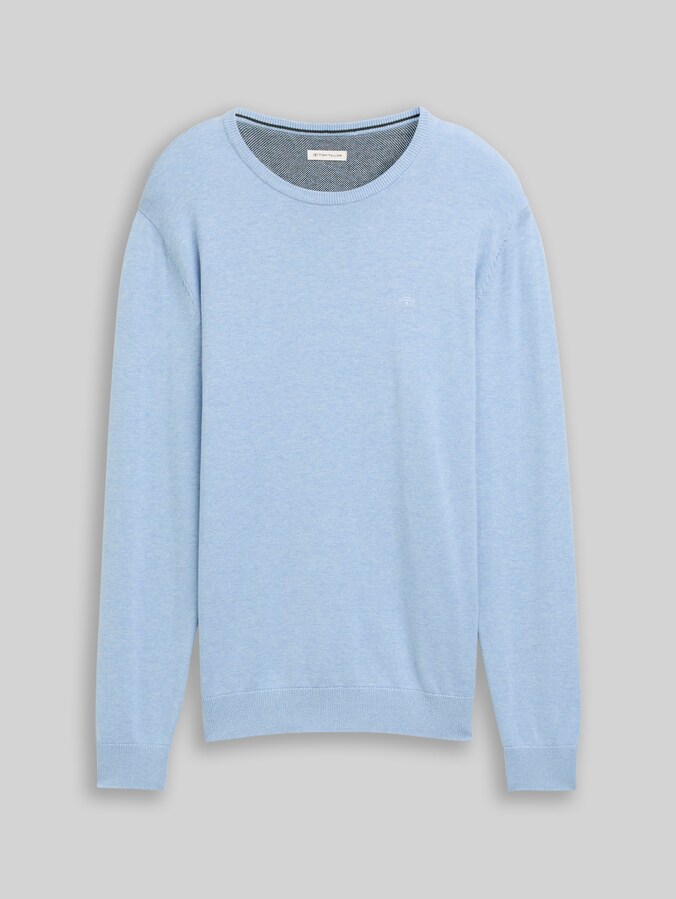 Schlichter Strickpullover von Men, Daylight Blue Melange