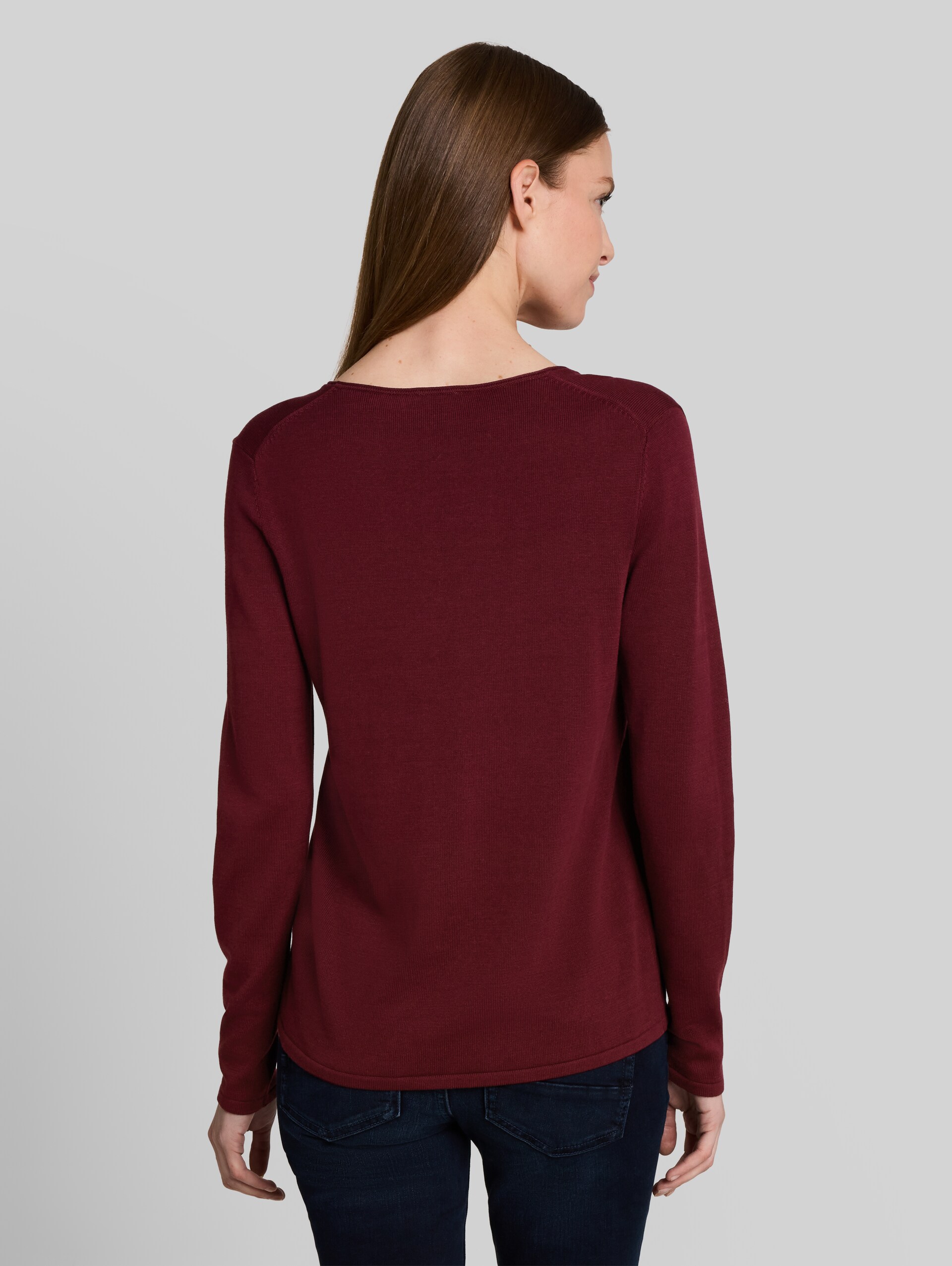 Strickpullover mit V-Ausschnitt - Preppy Plum