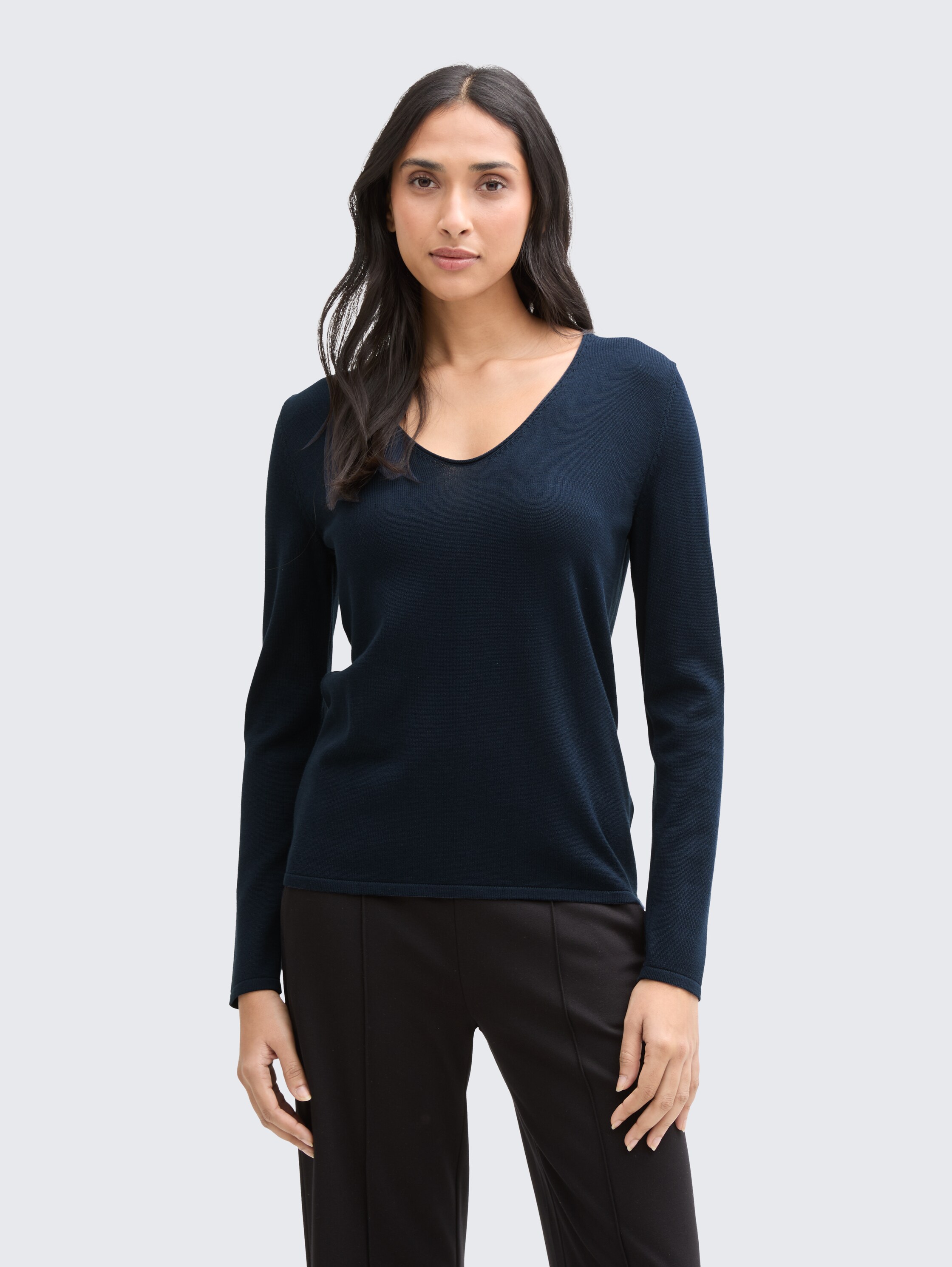 Jumper with V-neckline - sky_captain_blue_1 - 