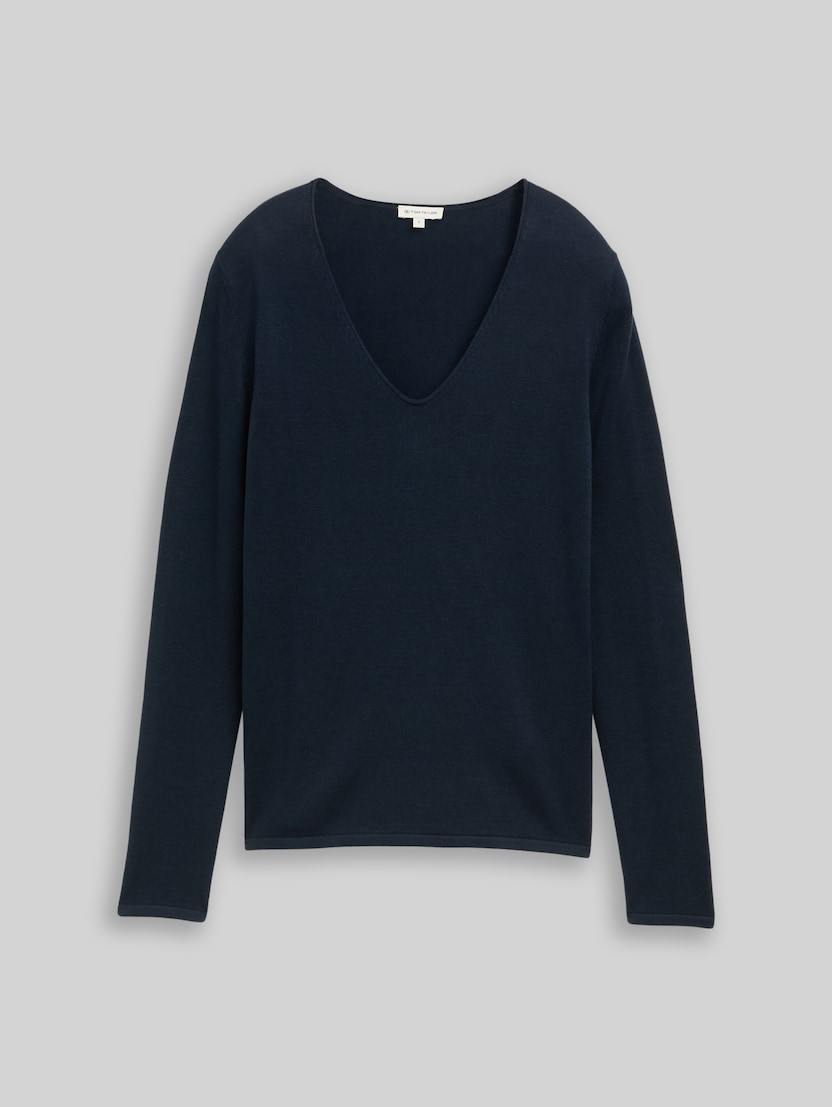 Jumper with V-neckline by Women, sky captain blue