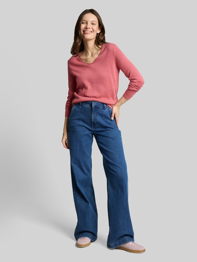 Pullover mit V-Ausschnitt von Women, cozy pink