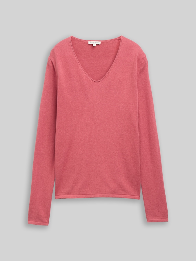 Pullover mit V-Ausschnitt von Women, cozy pink