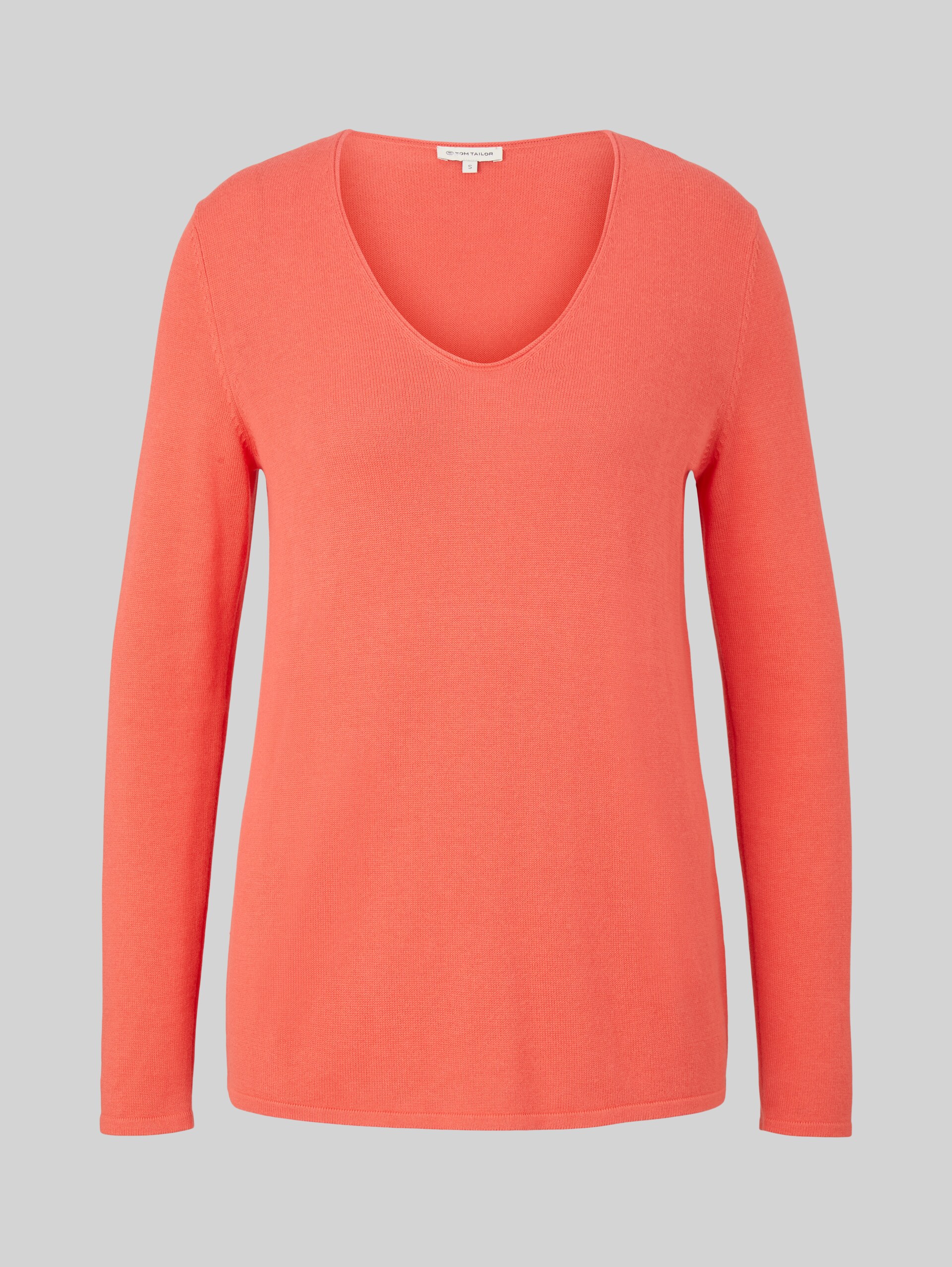 Strickpullover mit V-Ausschnitt - Smooth Papaya Red