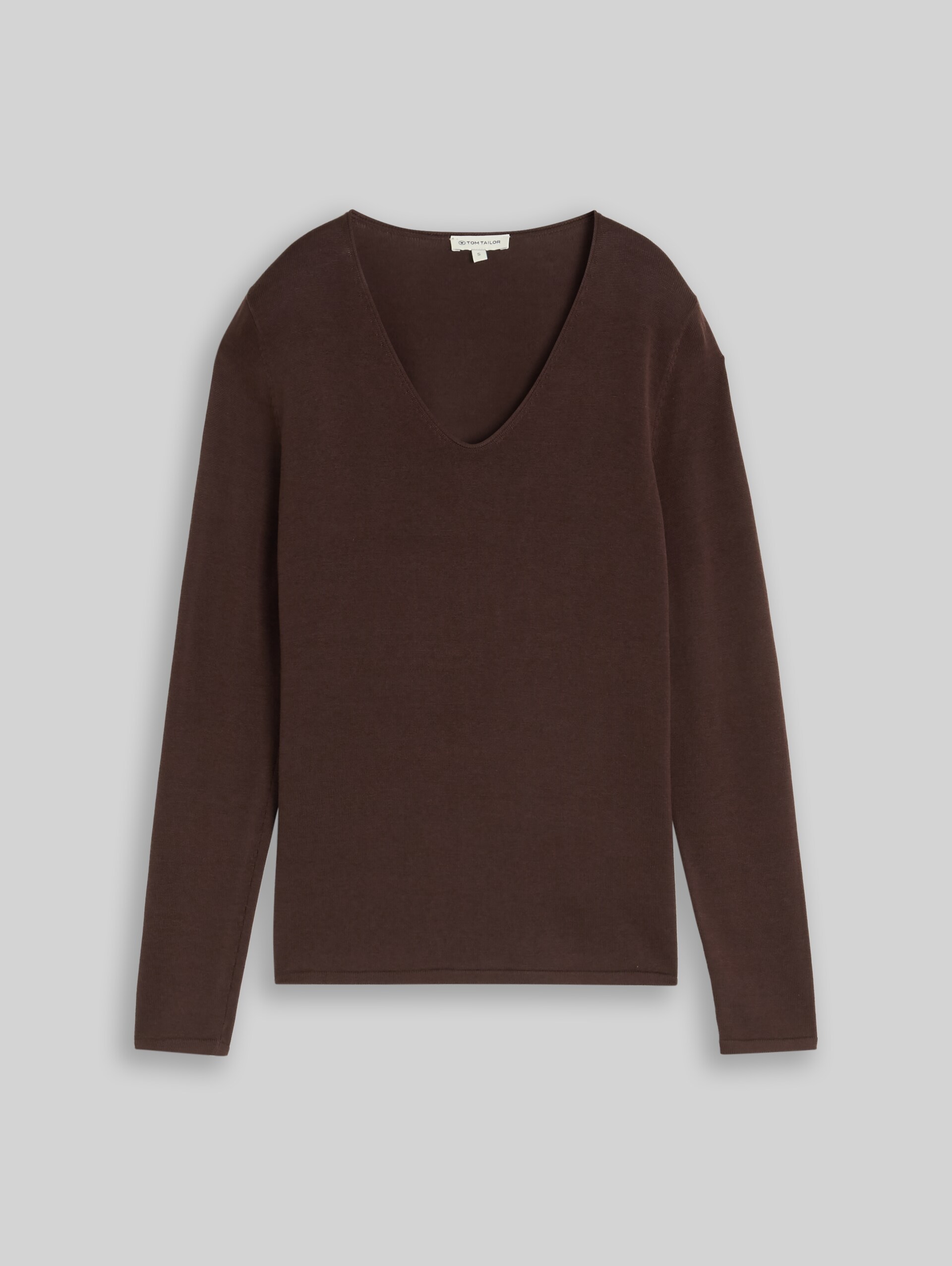 Strickpullover mit V-Ausschnitt - java dark brown