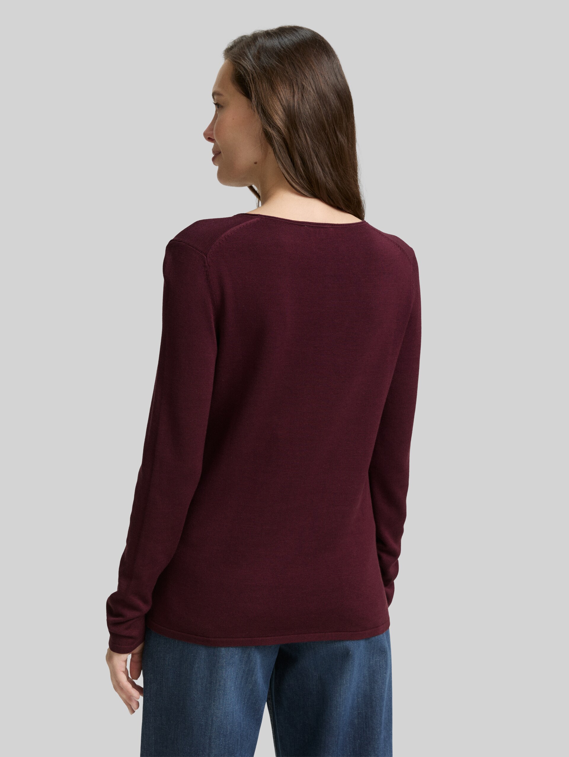 Strickpullover mit V-Ausschnitt - bordeaux red