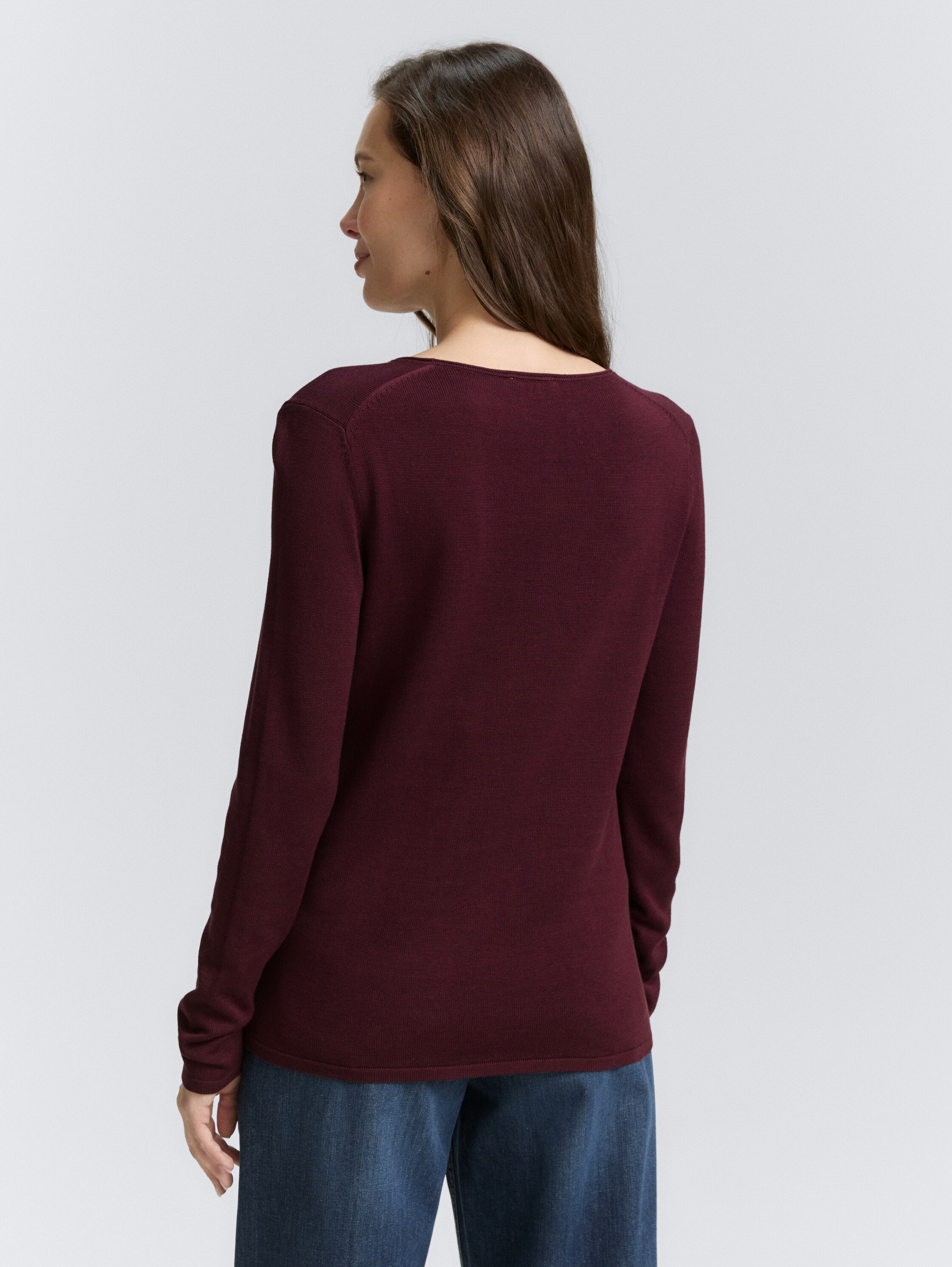 Strickpullover mit V-Ausschnitt - bordeaux_red - 