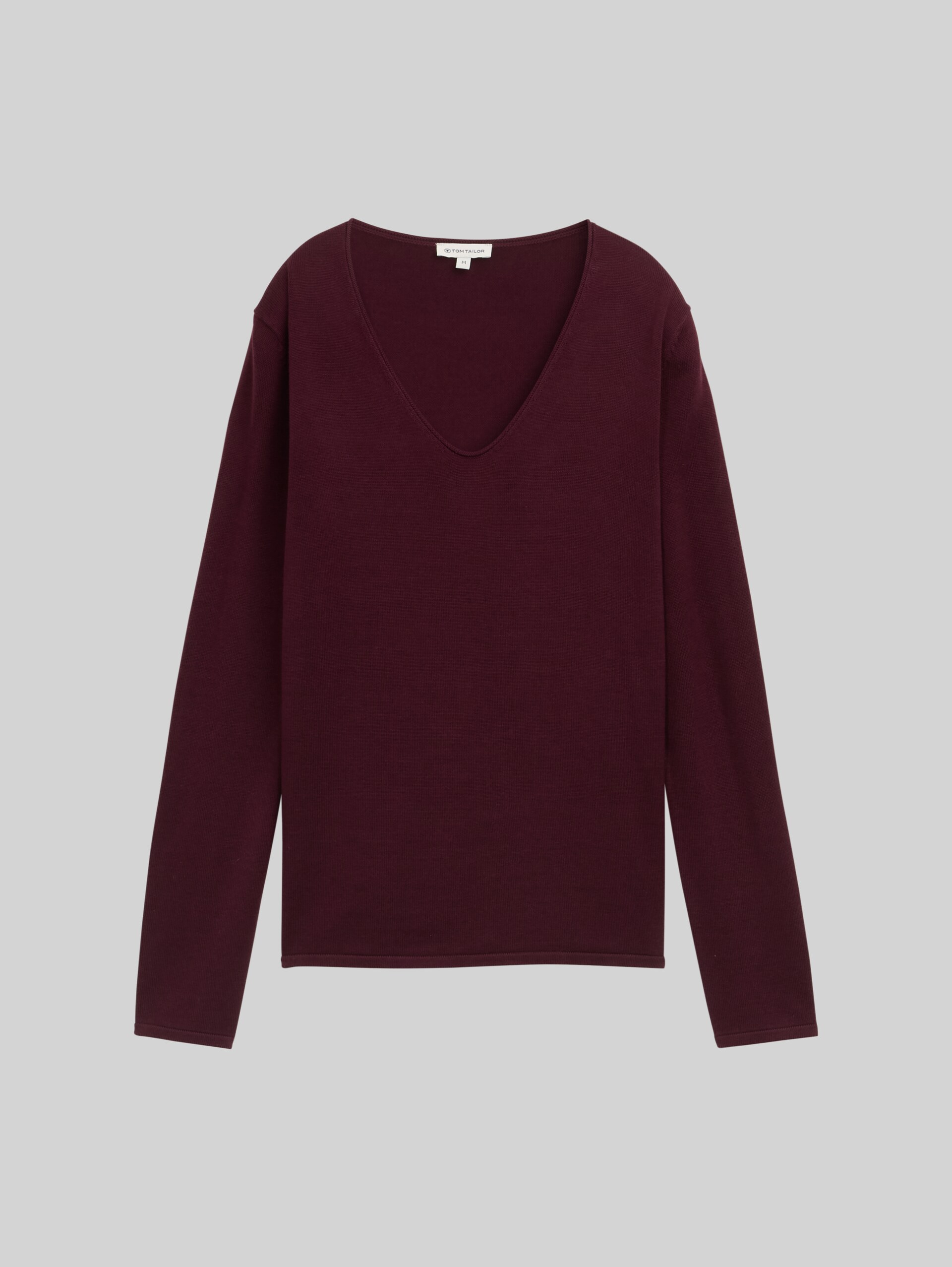 Strickpullover mit V-Ausschnitt - bordeaux red