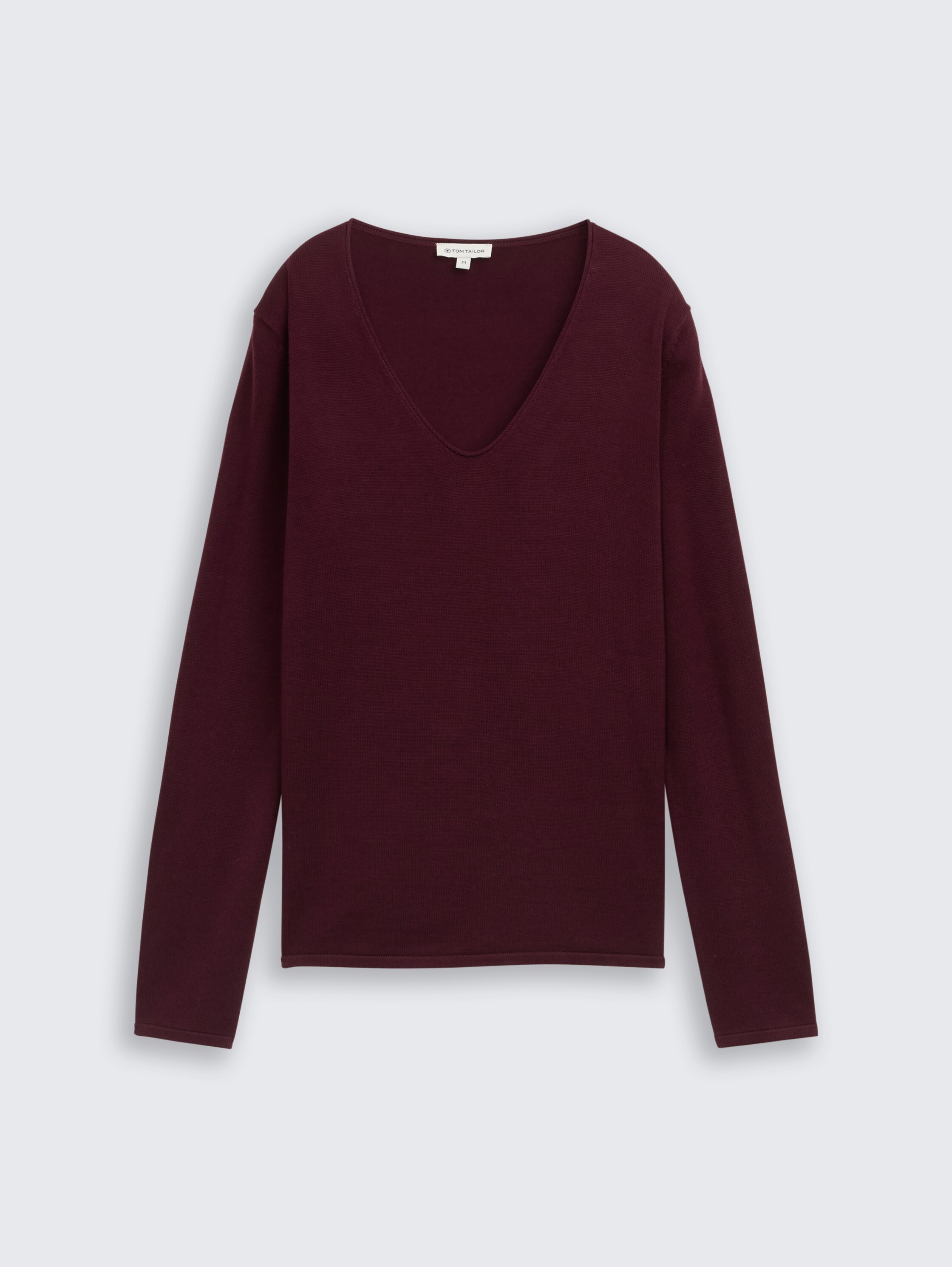 Strickpullover mit V-Ausschnitt - bordeaux_red - 