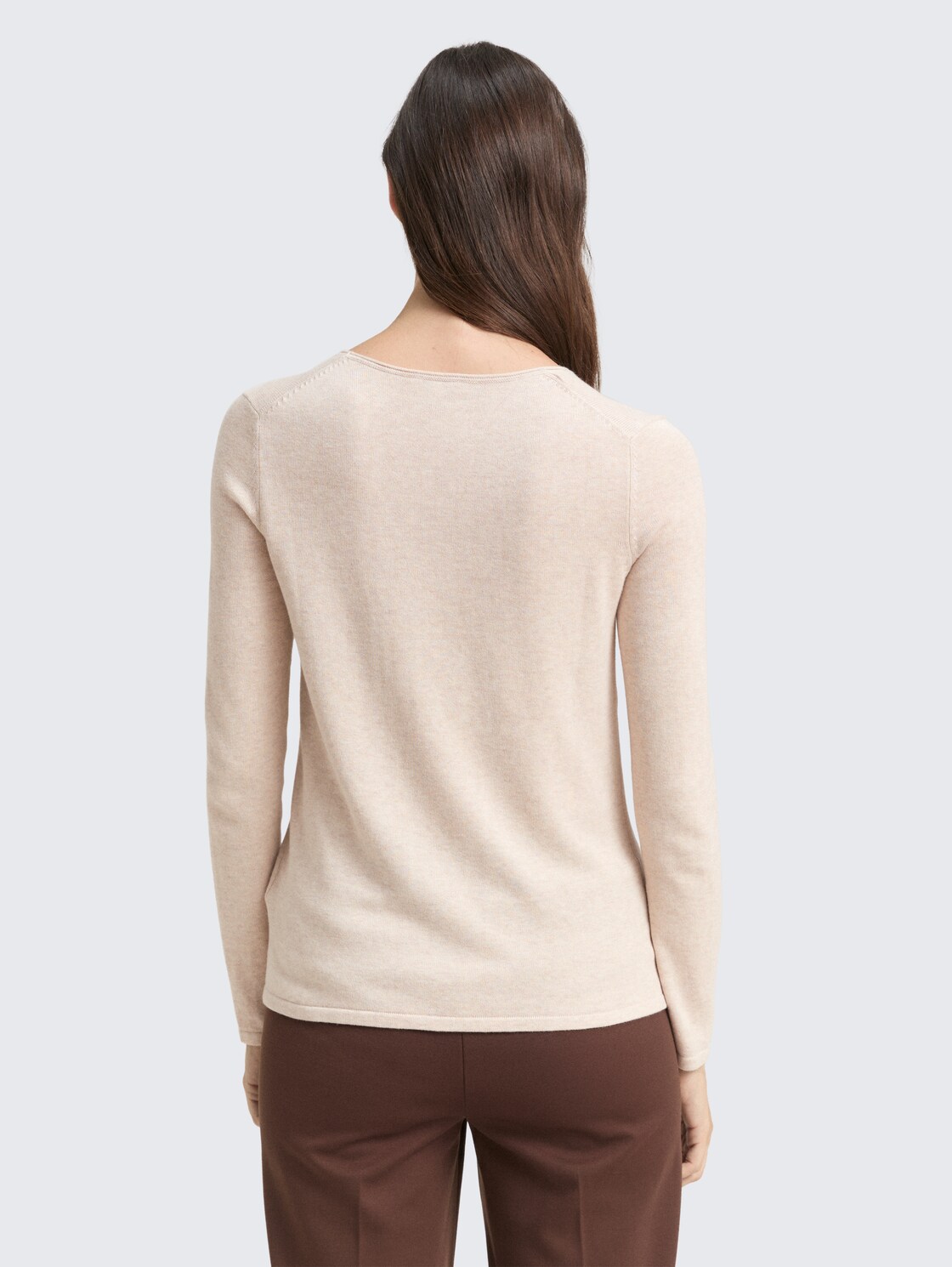 Pullover mit V-Ausschnitt - desert sand melange