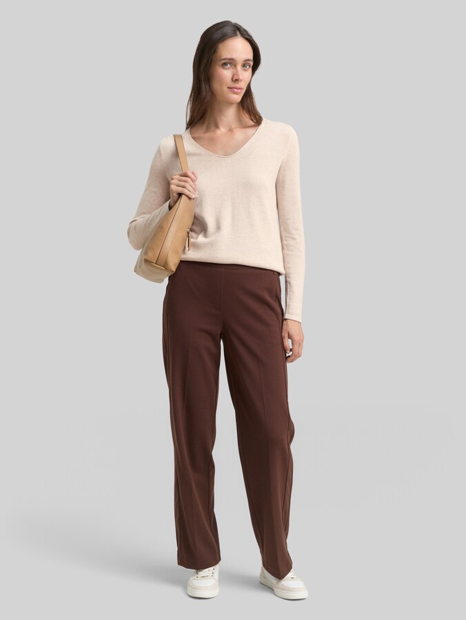 Pullover mit V-Ausschnitt von Women, desert sand melange