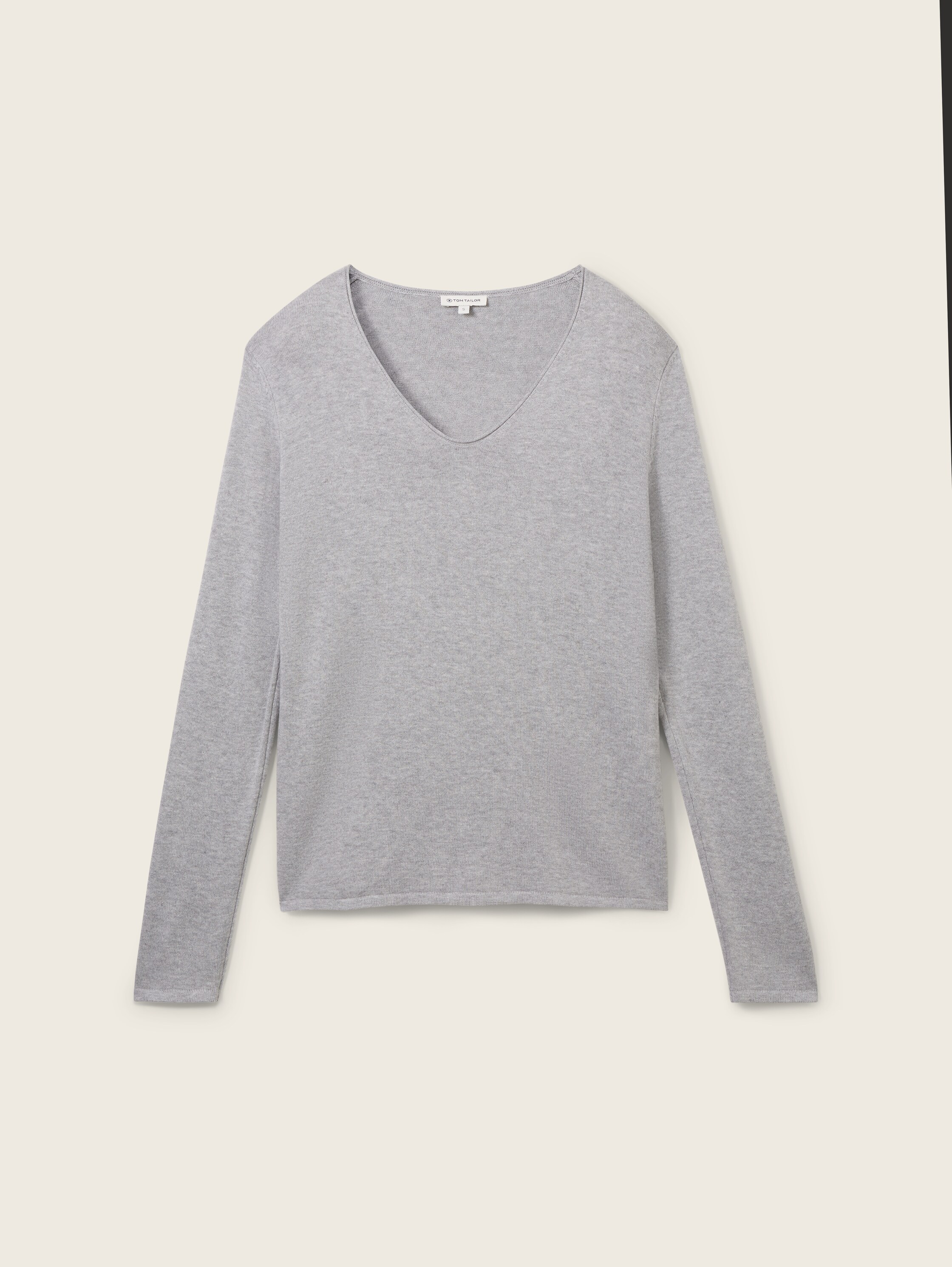 Pullover mit V-Ausschnitt - medium silver grey melange