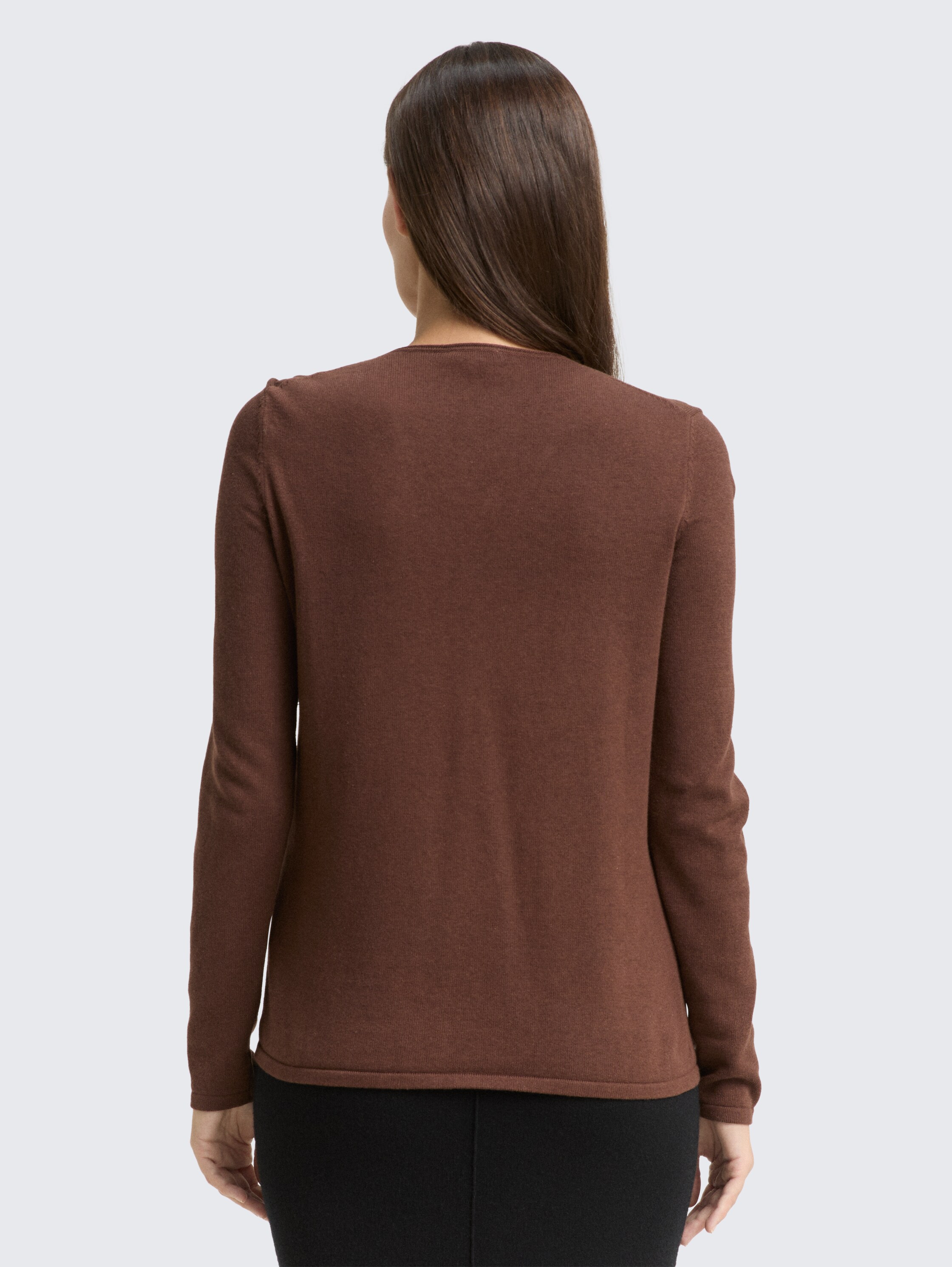 Strickpullover mit V-Ausschnitt - dark_pecan_brown - 