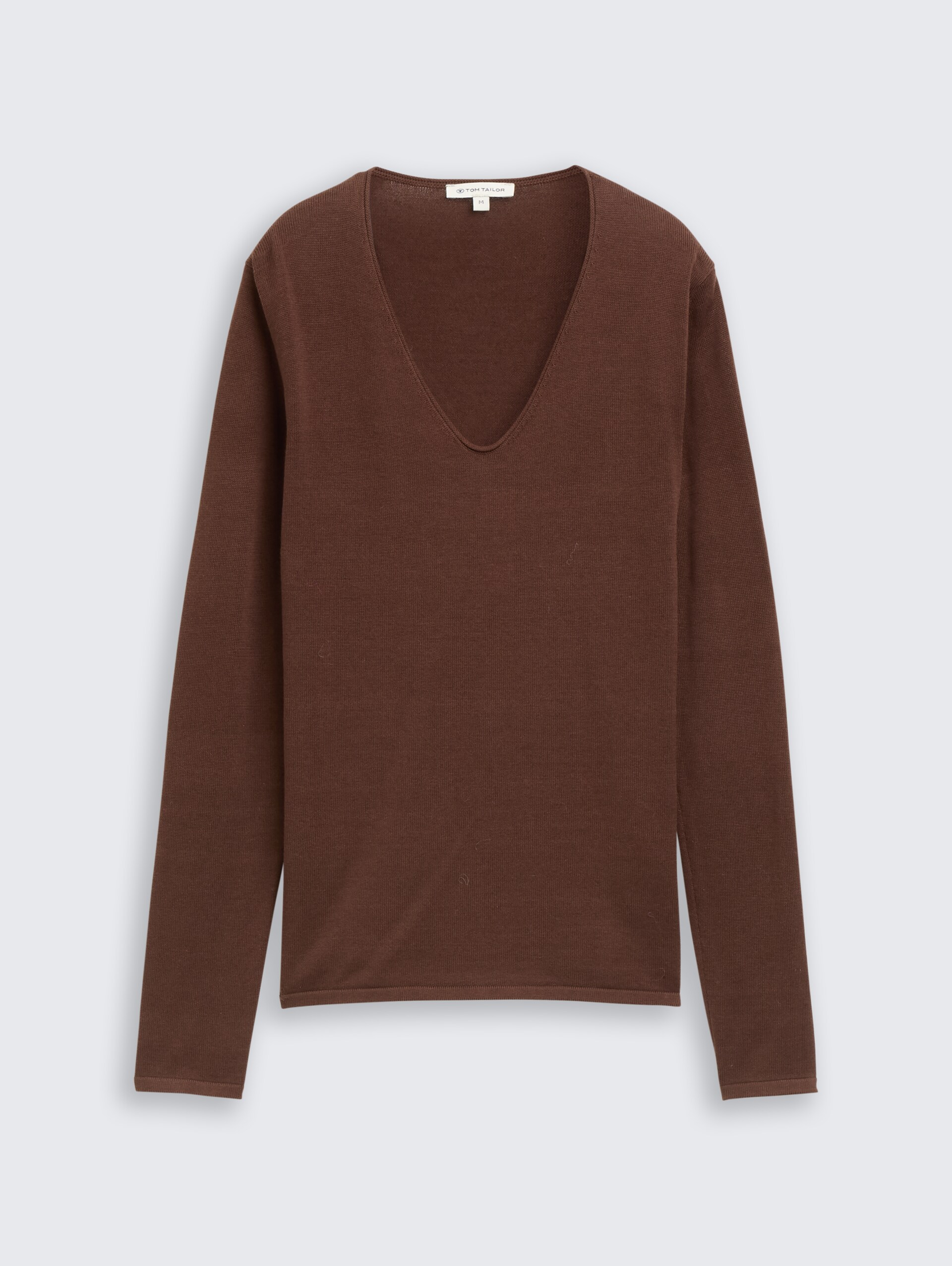 Strickpullover mit V-Ausschnitt - dark pecan brown