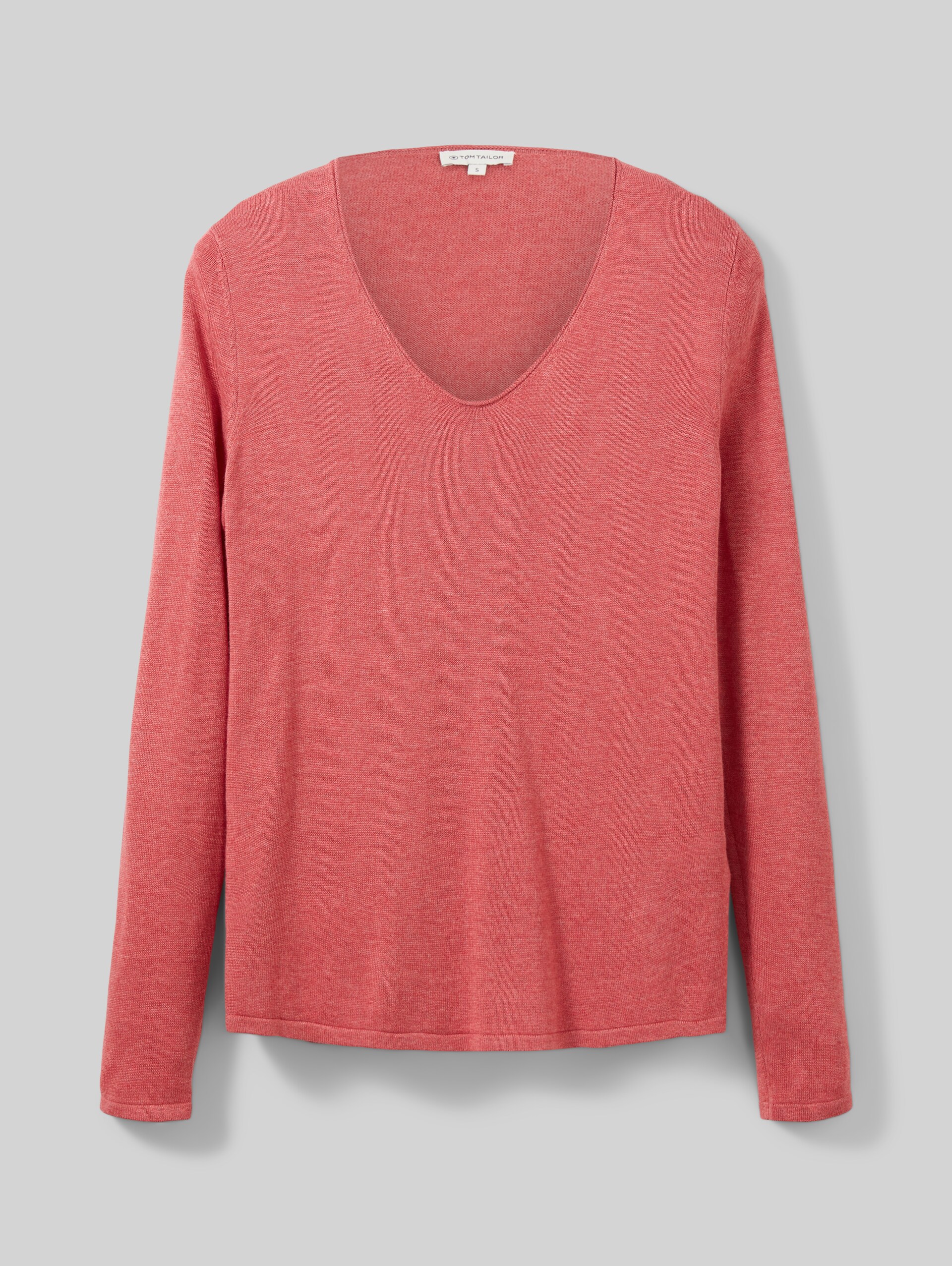 Strickpullover mit V-Ausschnitt - cozy pink melange