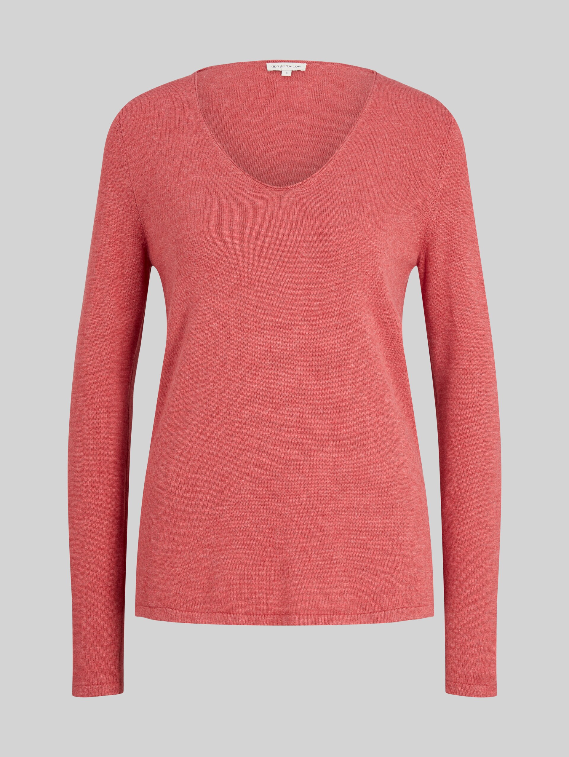 Strickpullover mit V-Ausschnitt - cozy pink melange