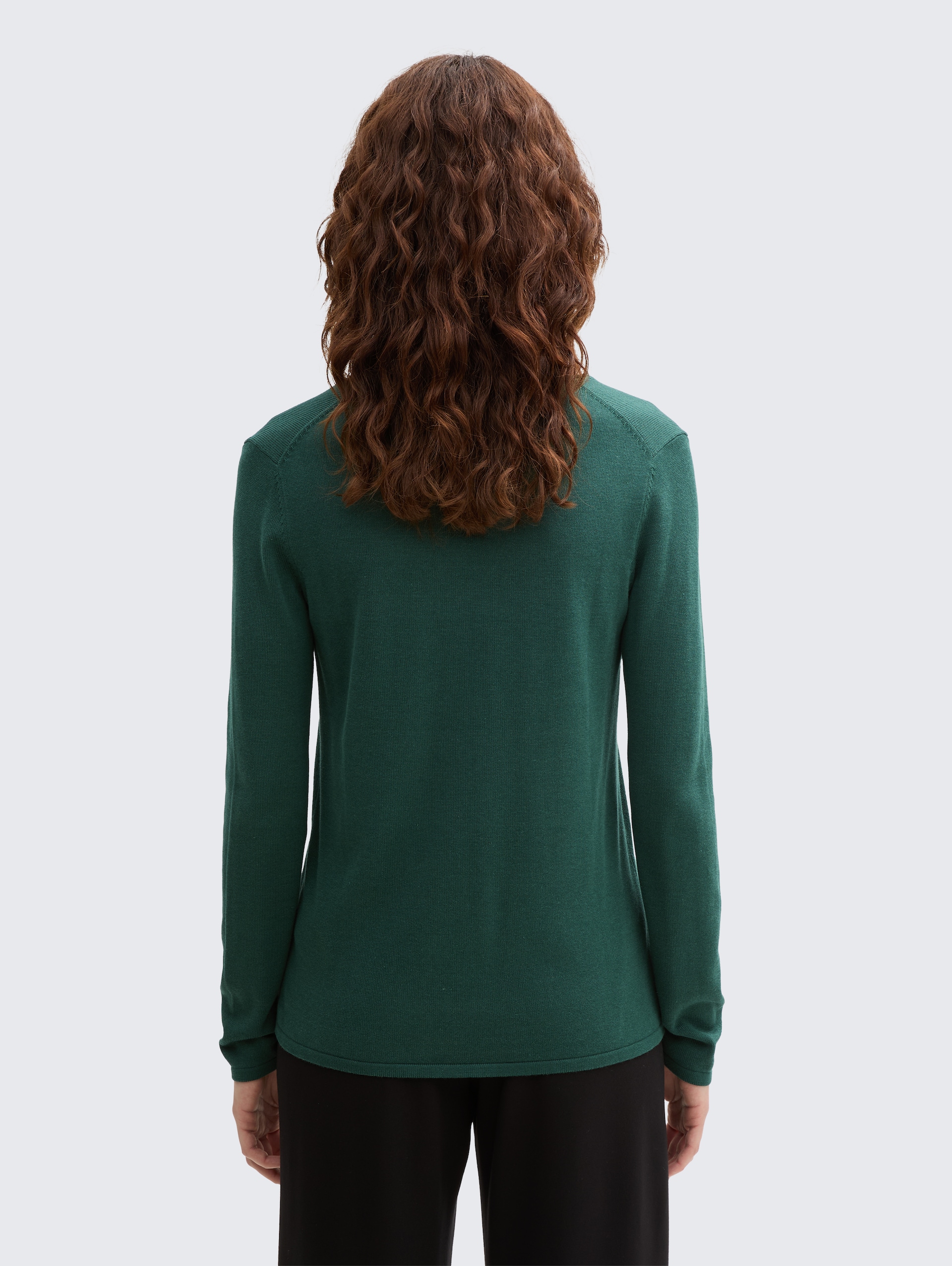 Strickpullover mit V-Ausschnitt - explorer green