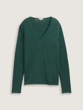 Strickpullover mit V-Ausschnitt - explorer green