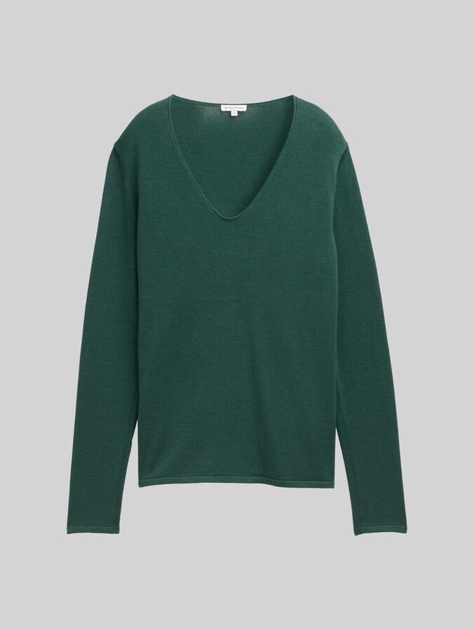 Pull en maille à col en V par Women, explorer green