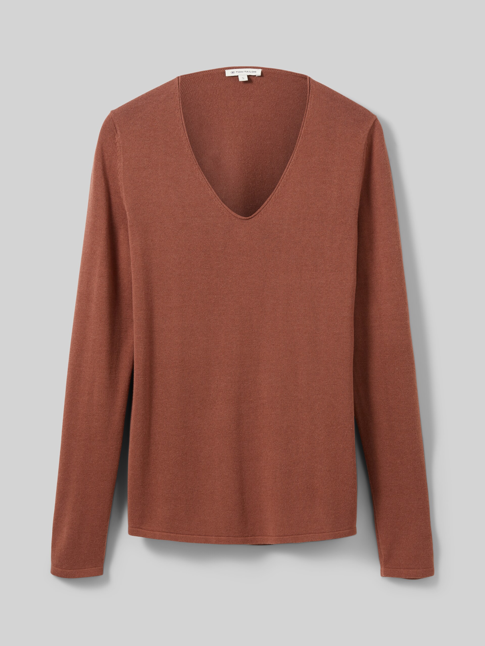Strickpullover mit V-Ausschnitt - grounded brown