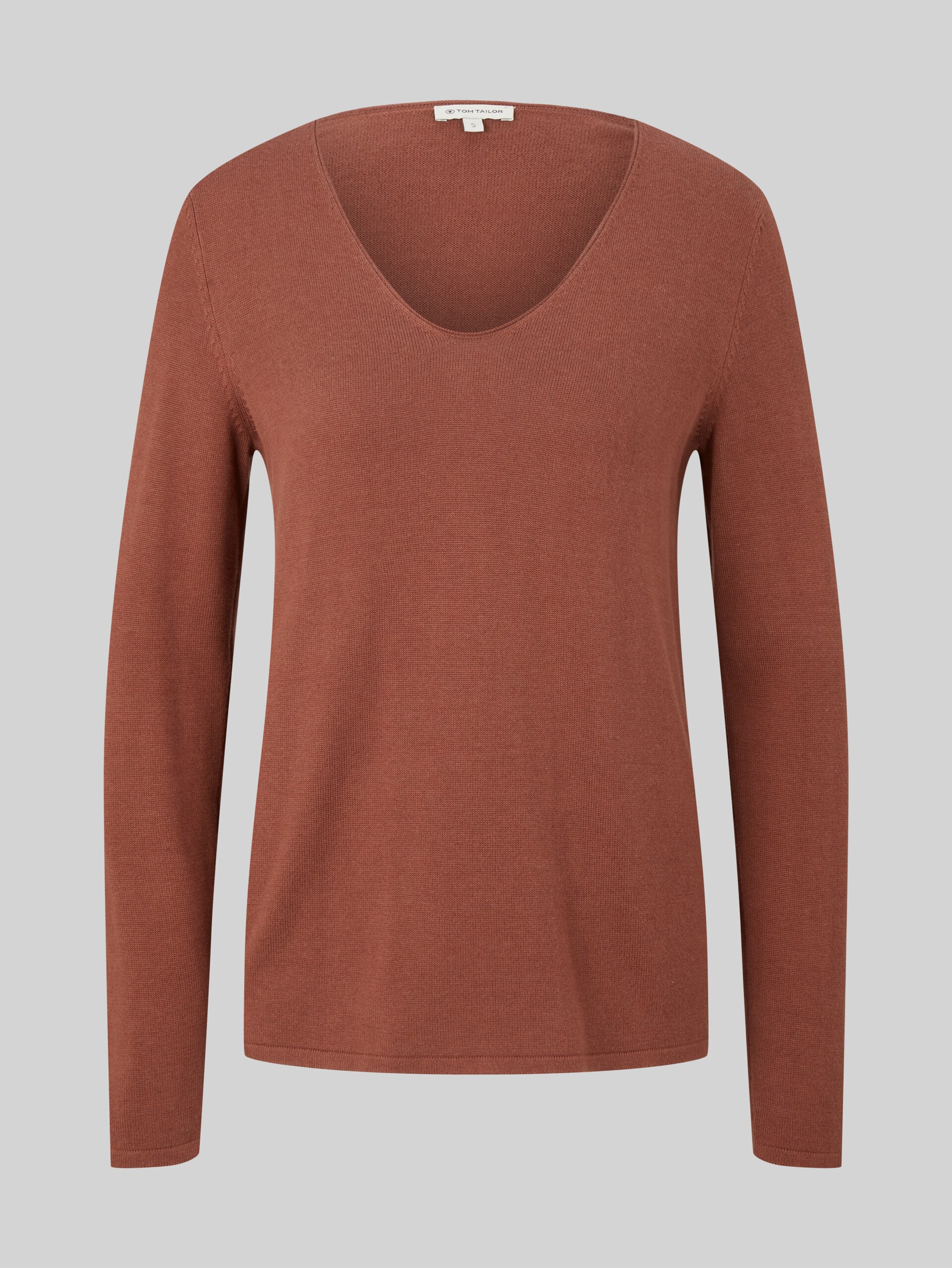 Strickpullover mit V-Ausschnitt - grounded brown