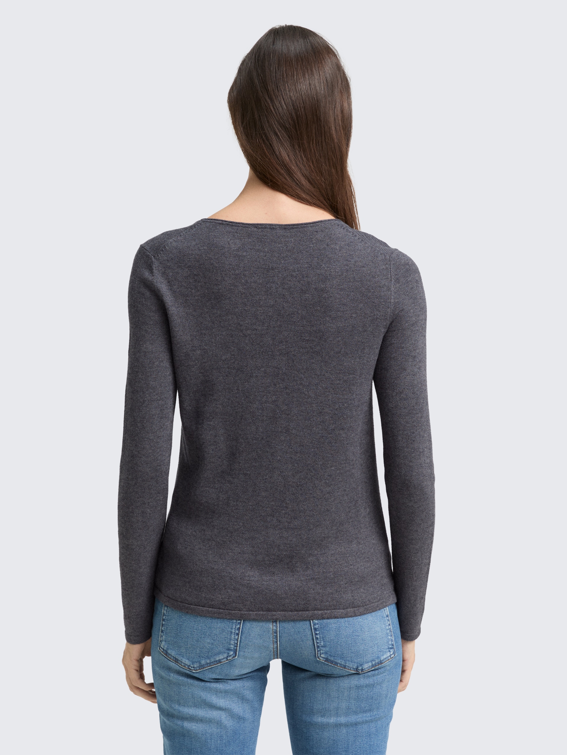 Strickpullover mit V-Ausschnitt - evident anthracite melange