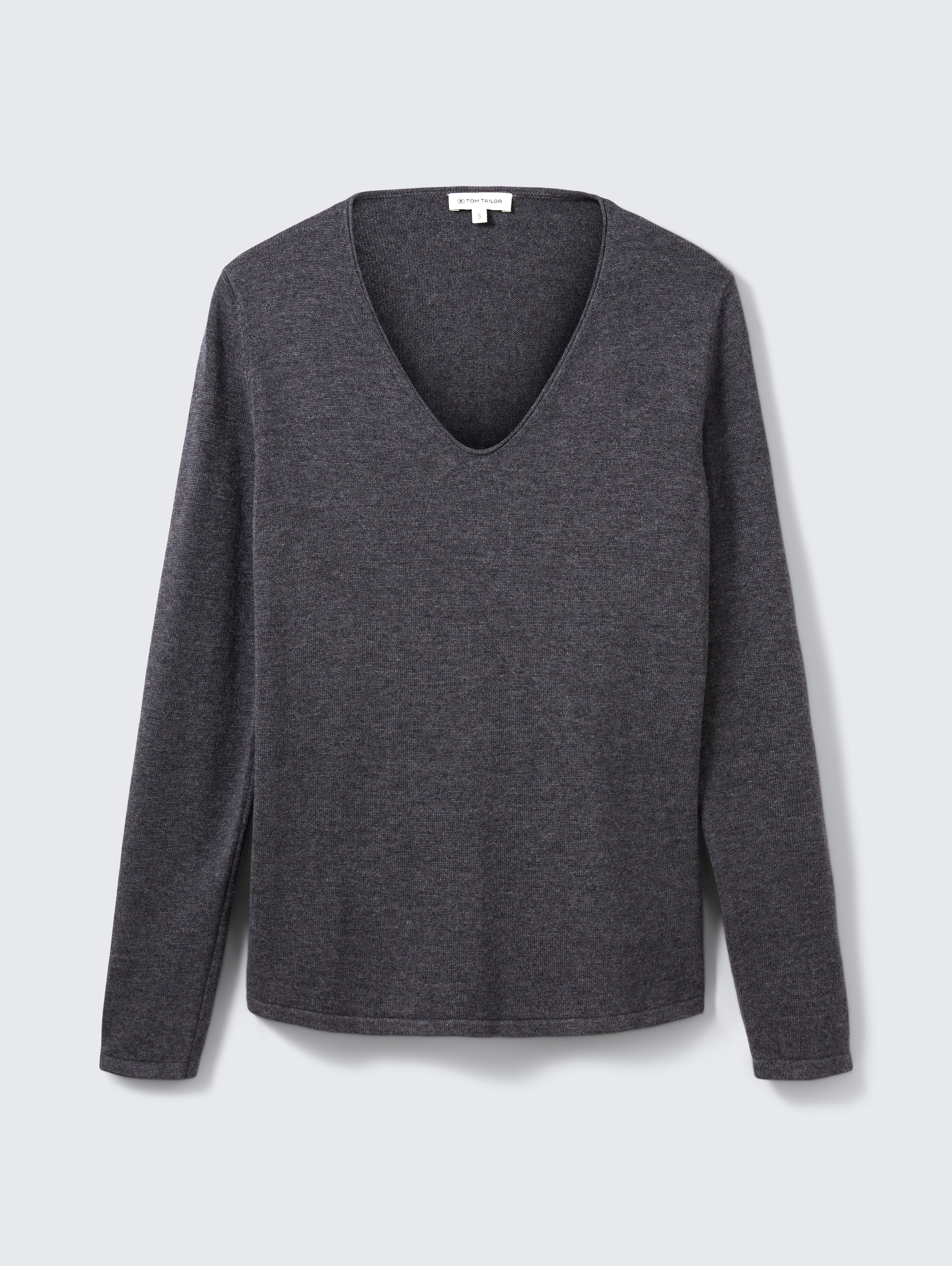 Strickpullover mit V-Ausschnitt von Women, evident anthracite melange