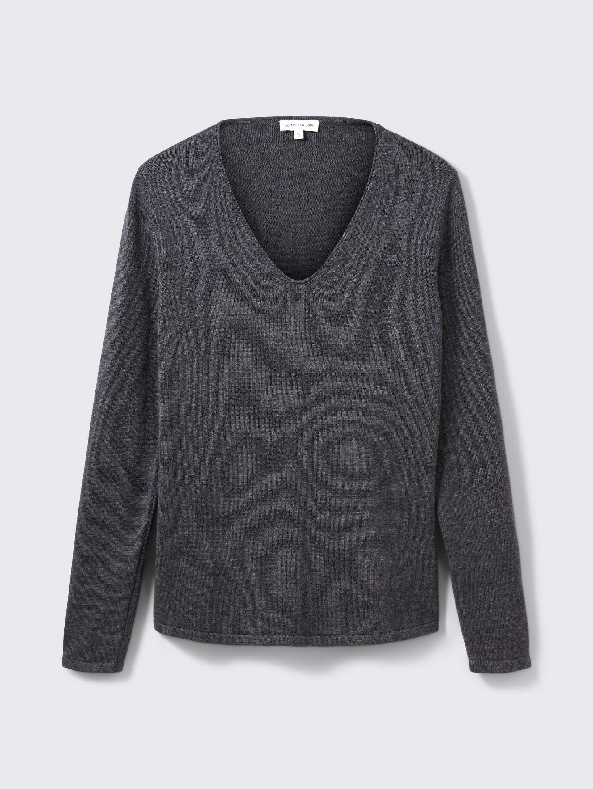 Strickpullover mit V-Ausschnitt - evident anthracite melange