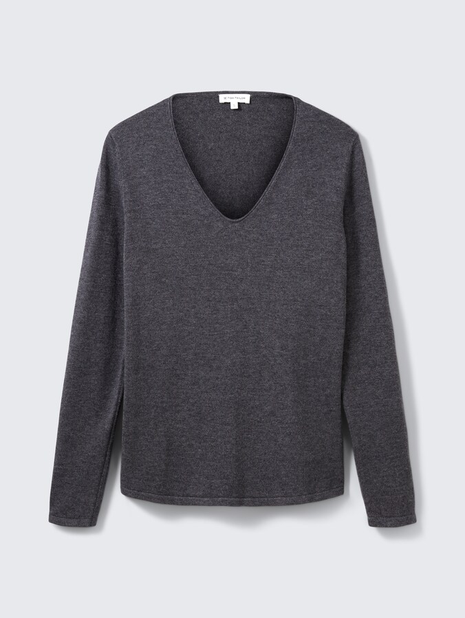 V-neck jumper by Women, evident anthracite melange