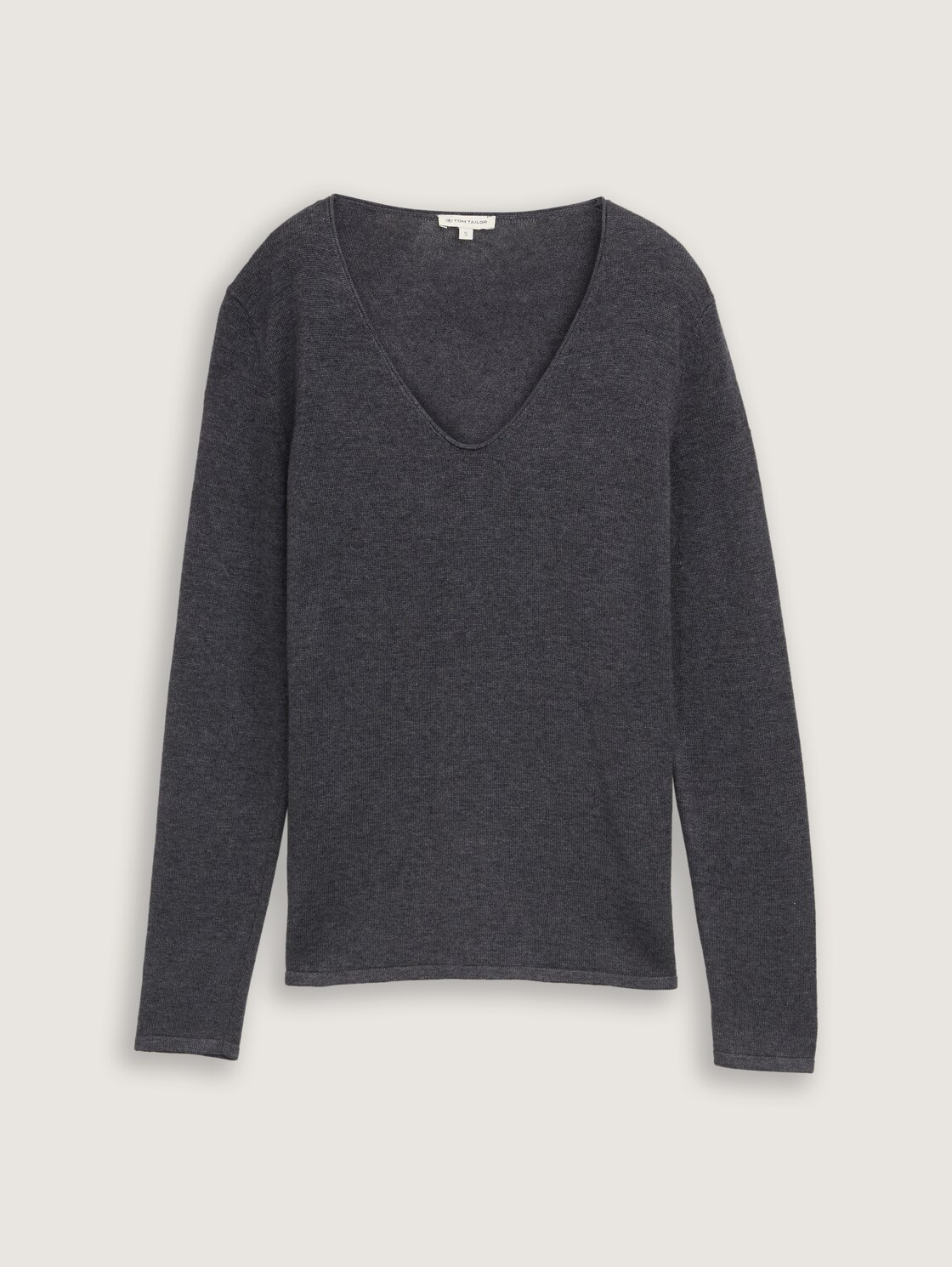 Strickpullover mit V-Ausschnitt - evident anthracite melange