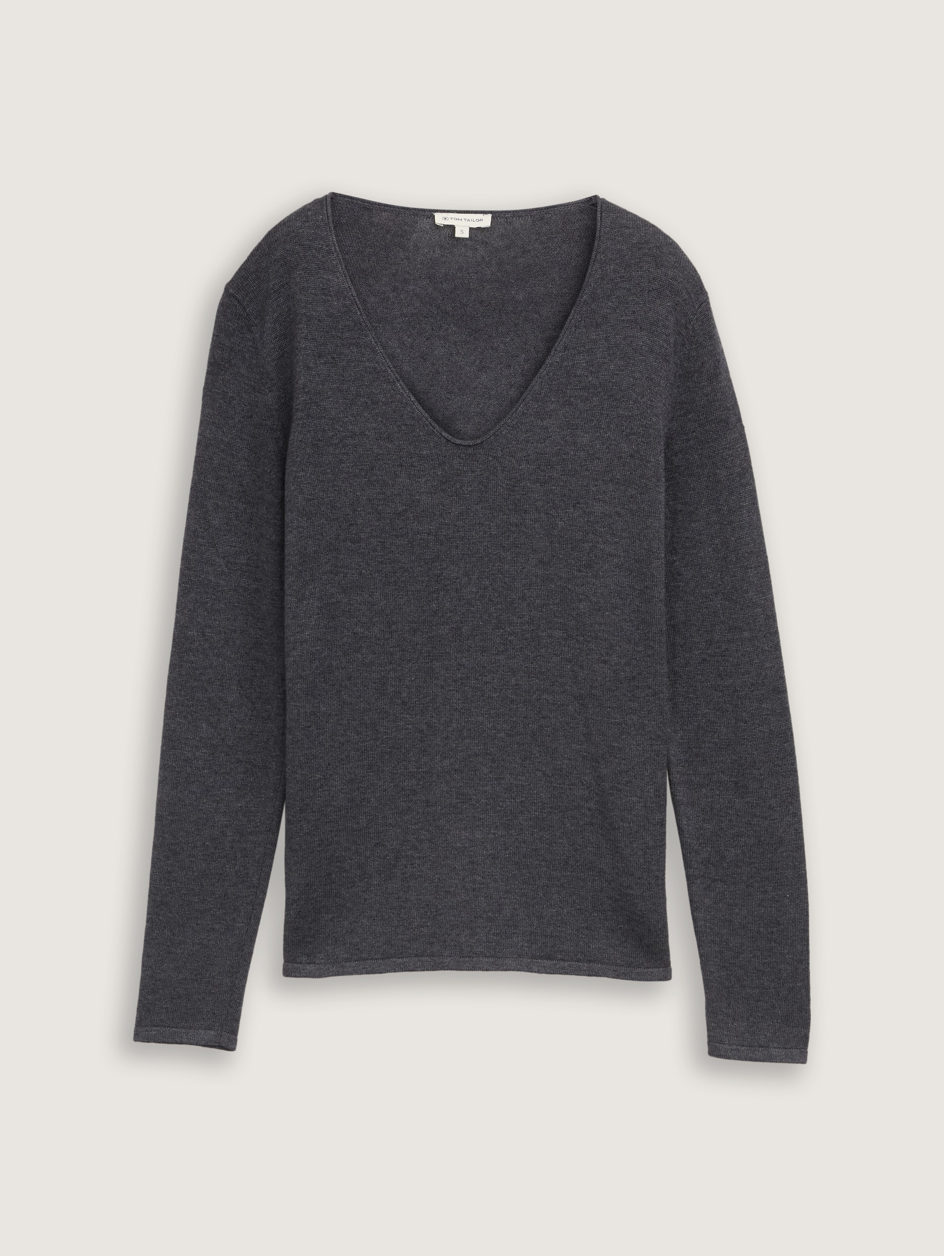 Strickpullover mit V-Ausschnitt - evident anthracite melange