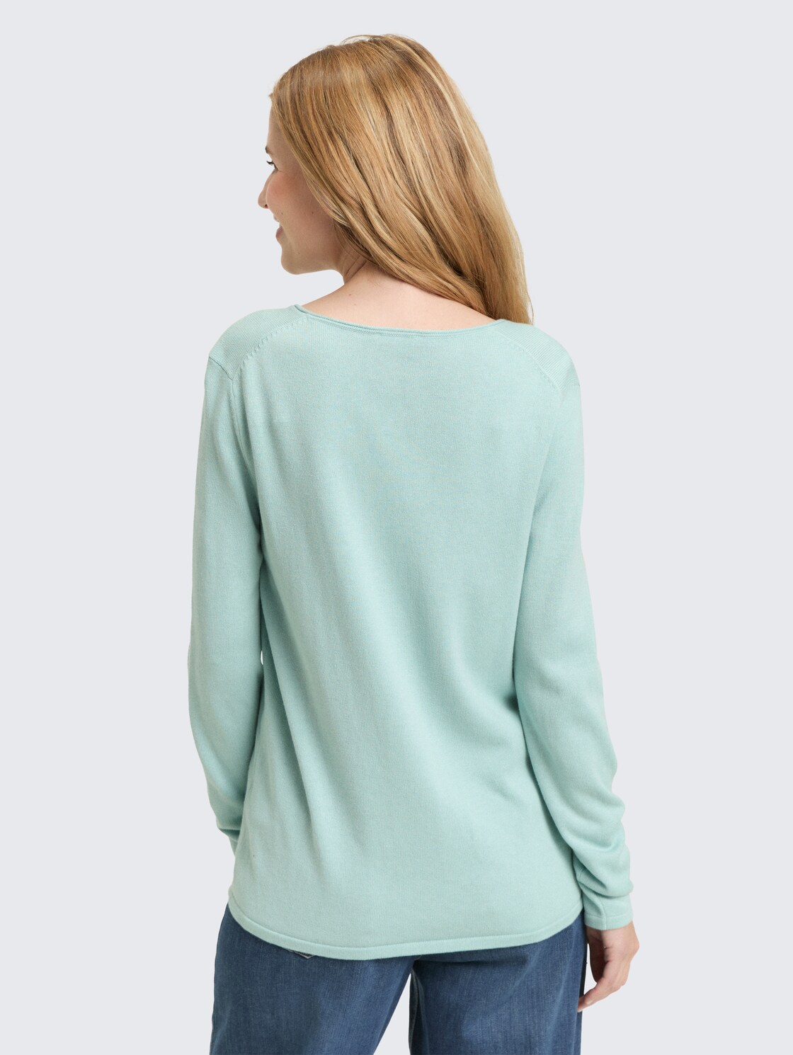 Strickpullover mit V-Ausschnitt - blue haze