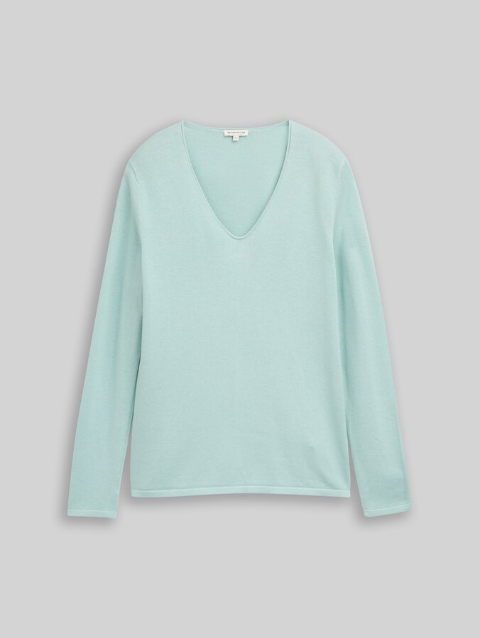 Pull en maille à col en V par Women, blue haze