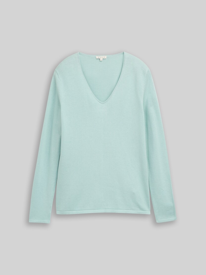 Pull en maille à col en V par Women, blue haze