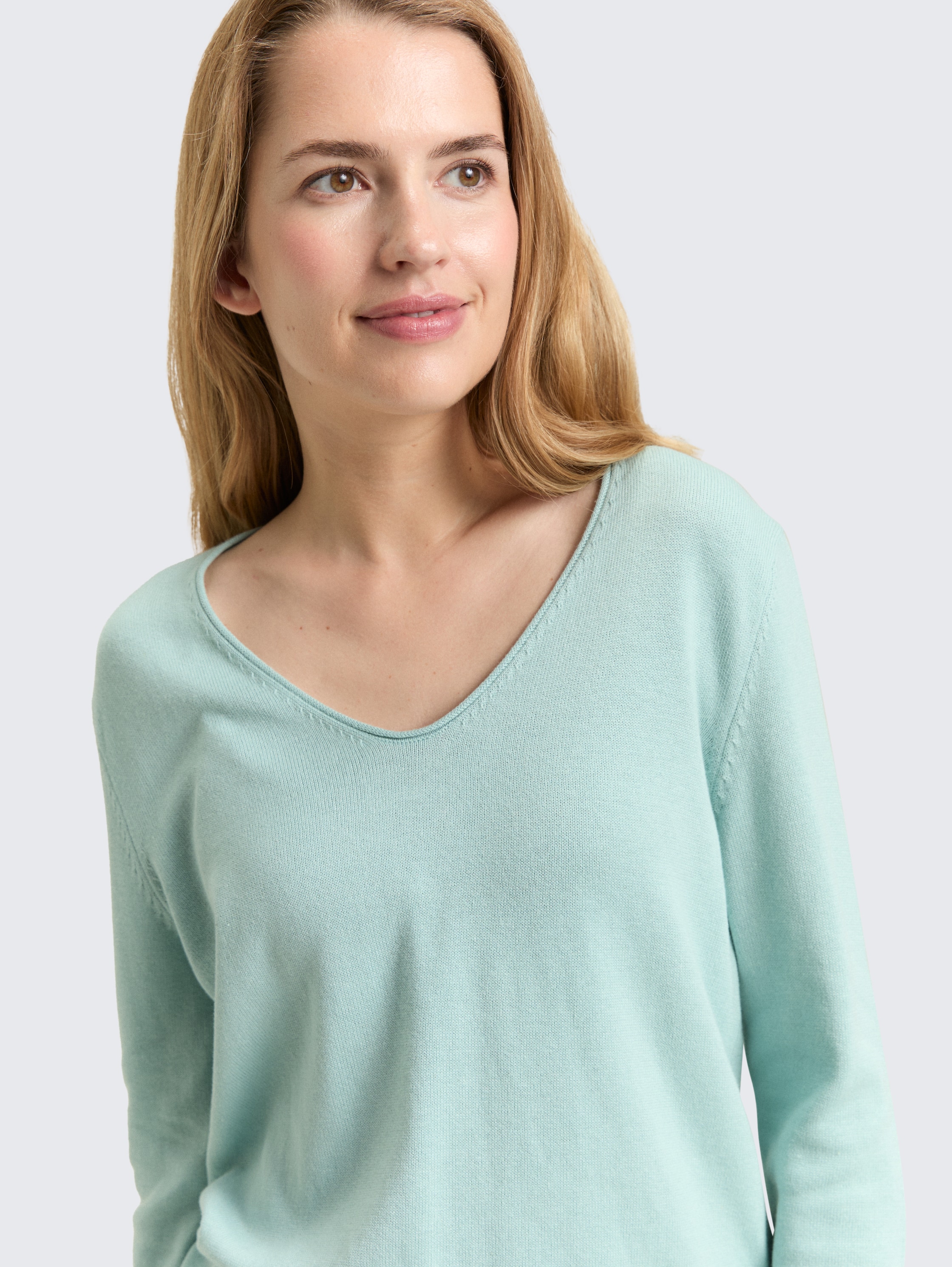 Strickpullover mit V-Ausschnitt - blue_haze - 