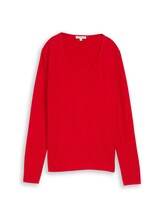 Nicht ausgewählt, Strickpullover mit V-Ausschnitt von Tom Tailor, rot