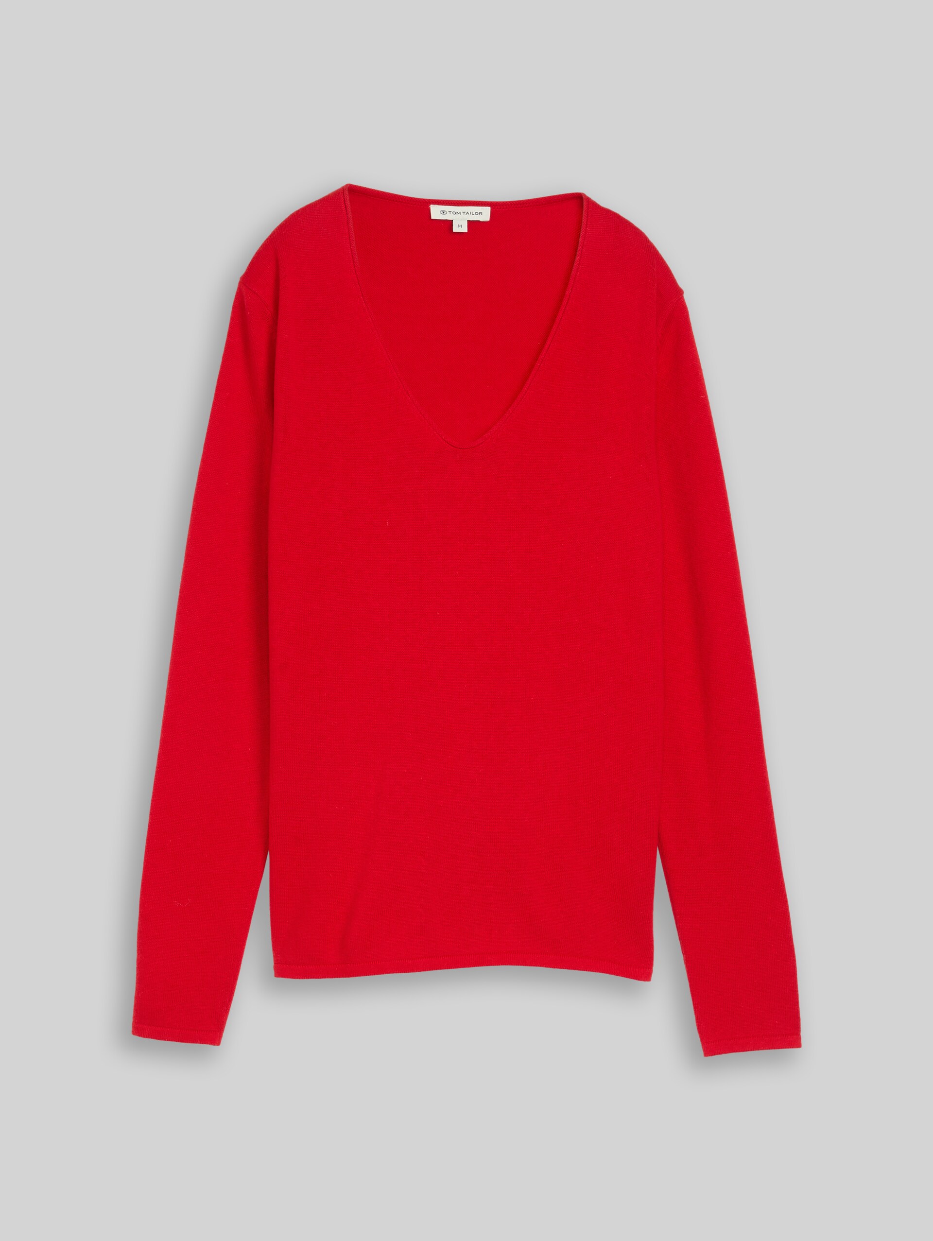 Strickpullover mit V-Ausschnitt - soft scarlet red