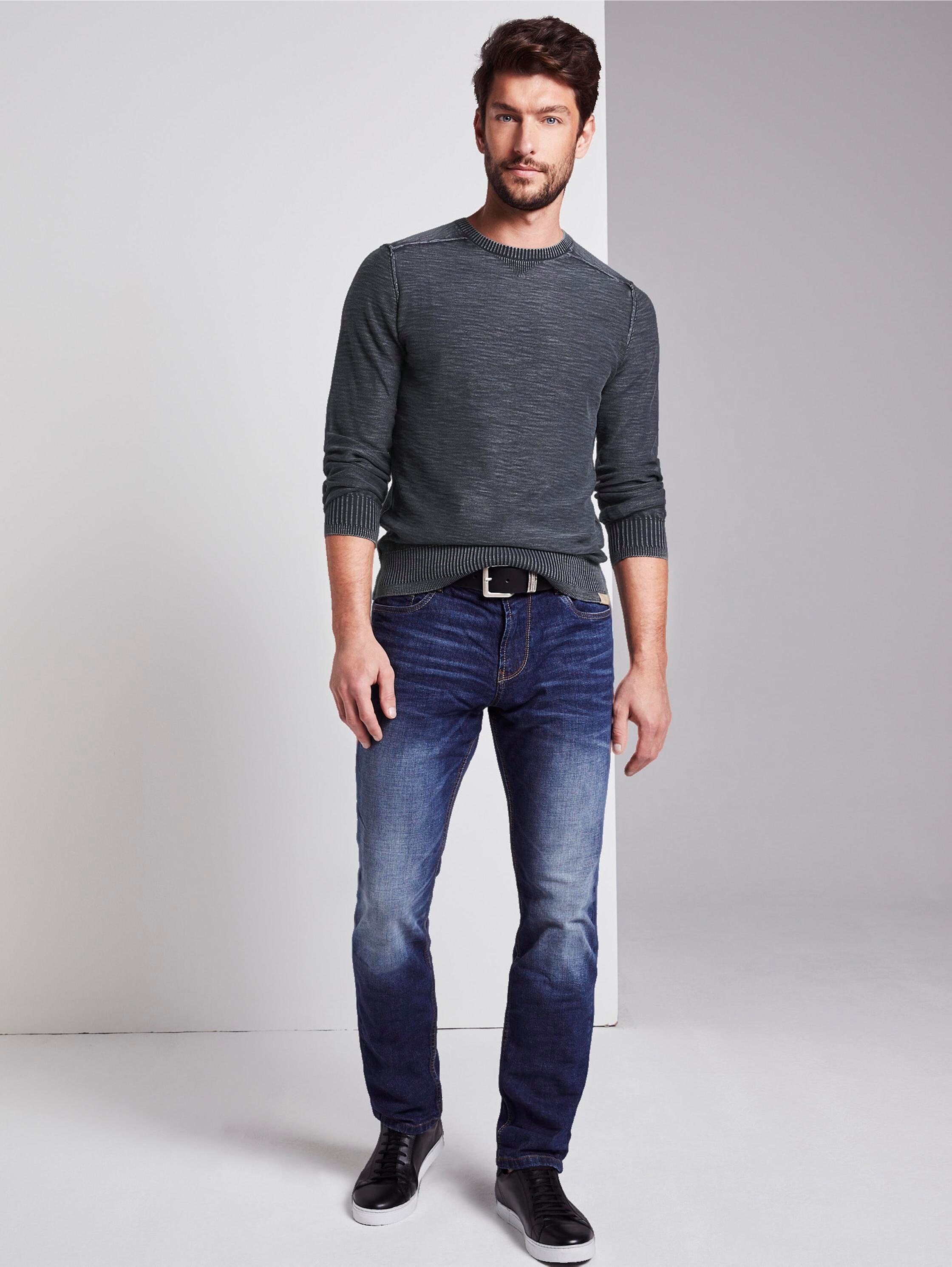 Sweater im washed-look - sky captain blue - Vue de face du modèle