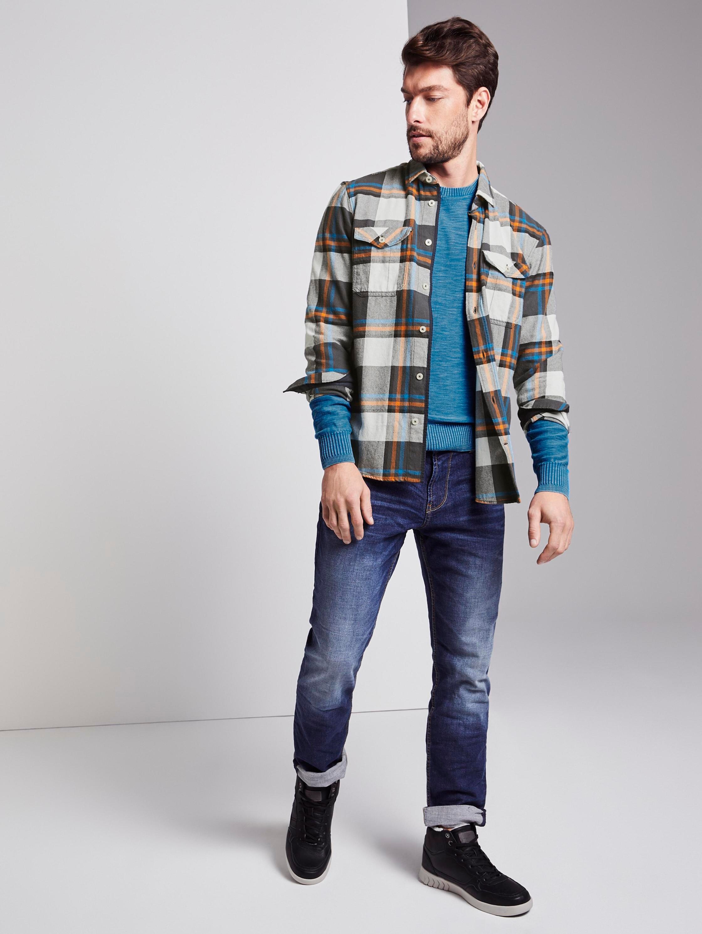 Sweater im washed-look - greek blue - Vue de face du modèle