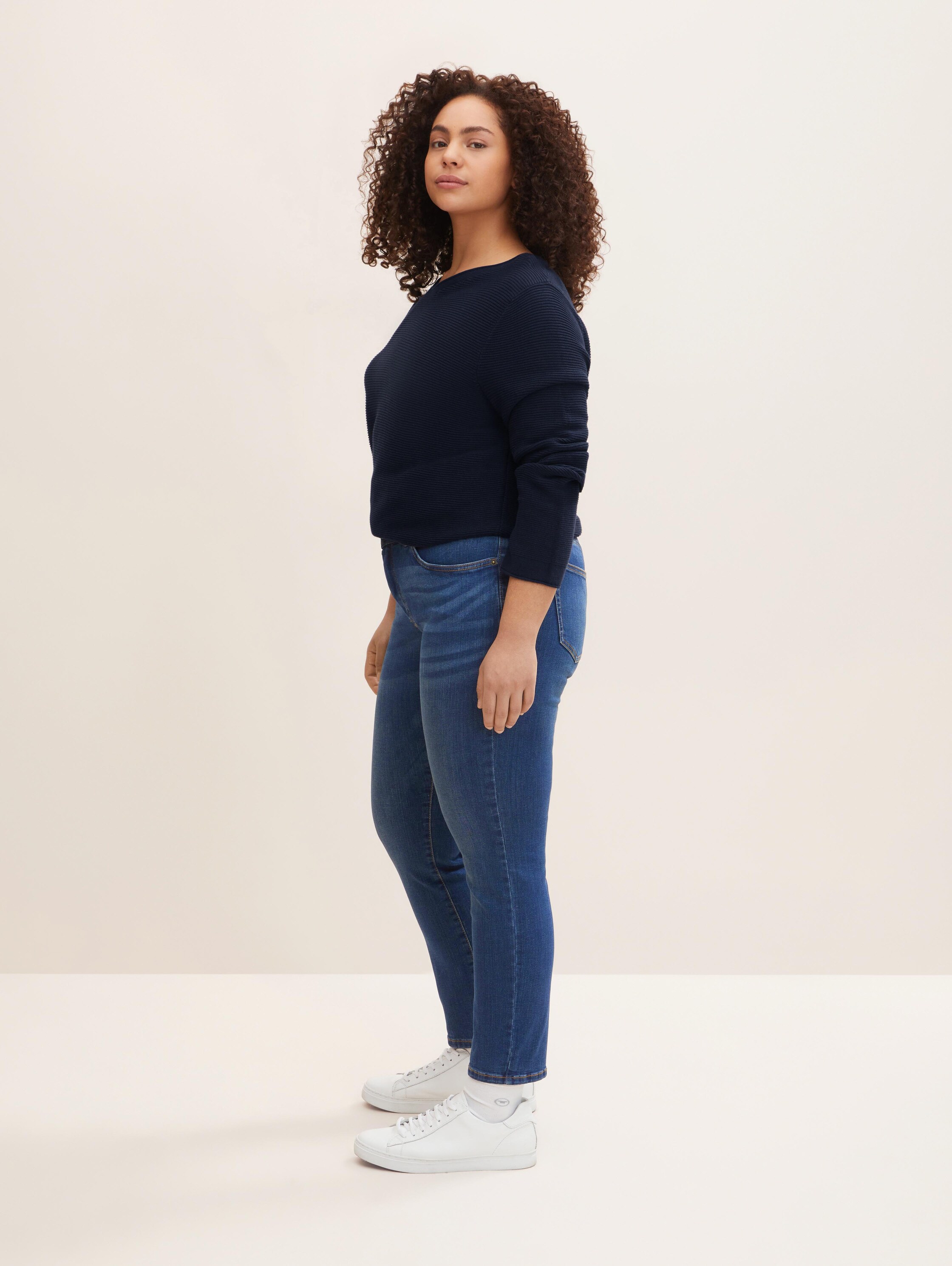 Grote maten - Slanke jeans - used_mid_stone_blue_denim - 