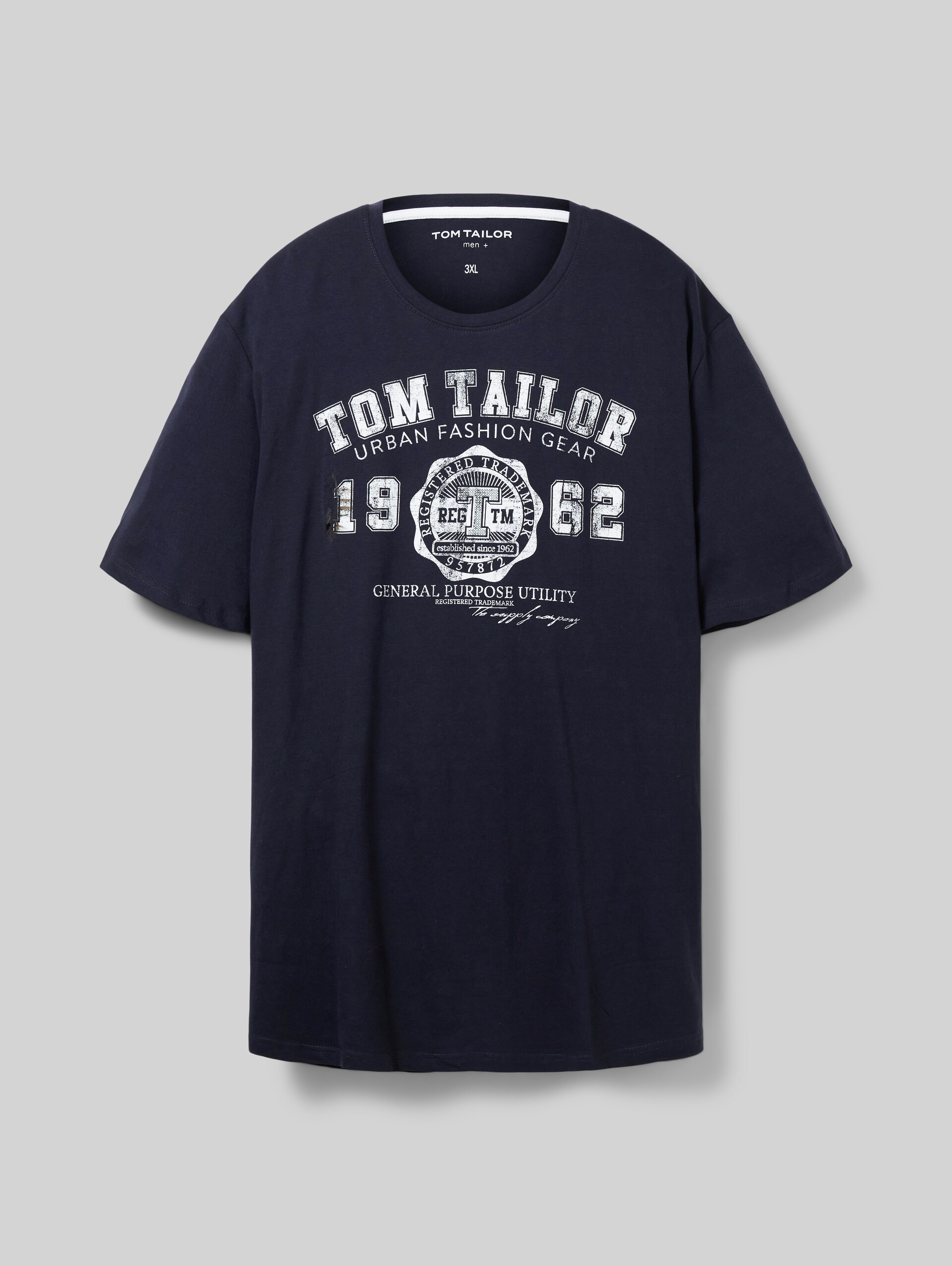 T-shirt met logo print - Knitted Navy - Vooraanzicht product 