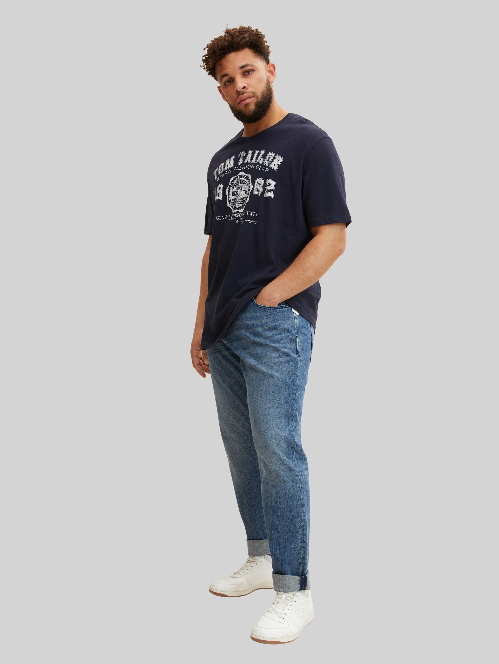 T-shirt met logo print - Knitted Navy