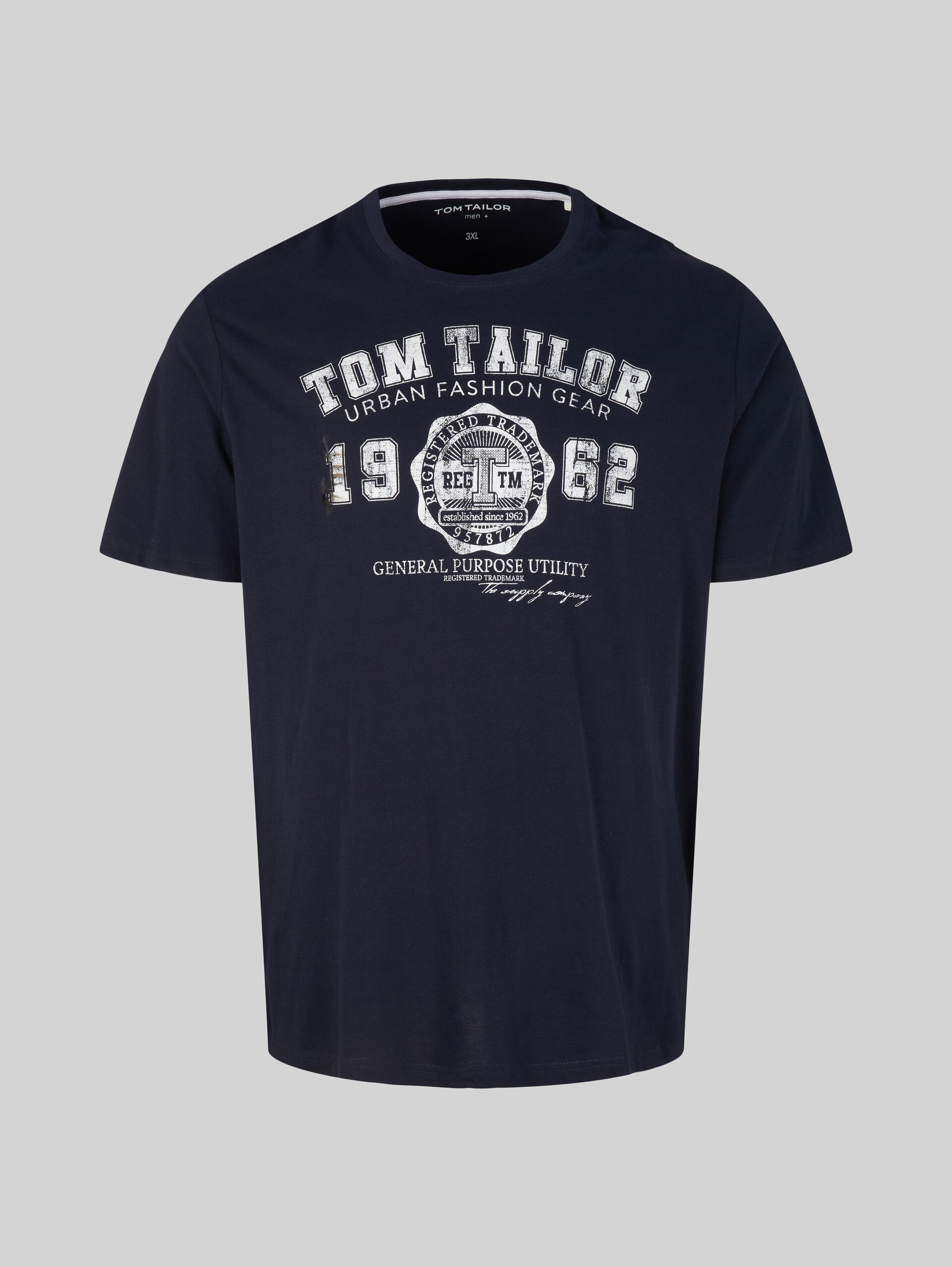 T-shirt met logo print - Knitted Navy - Product vooraanzicht