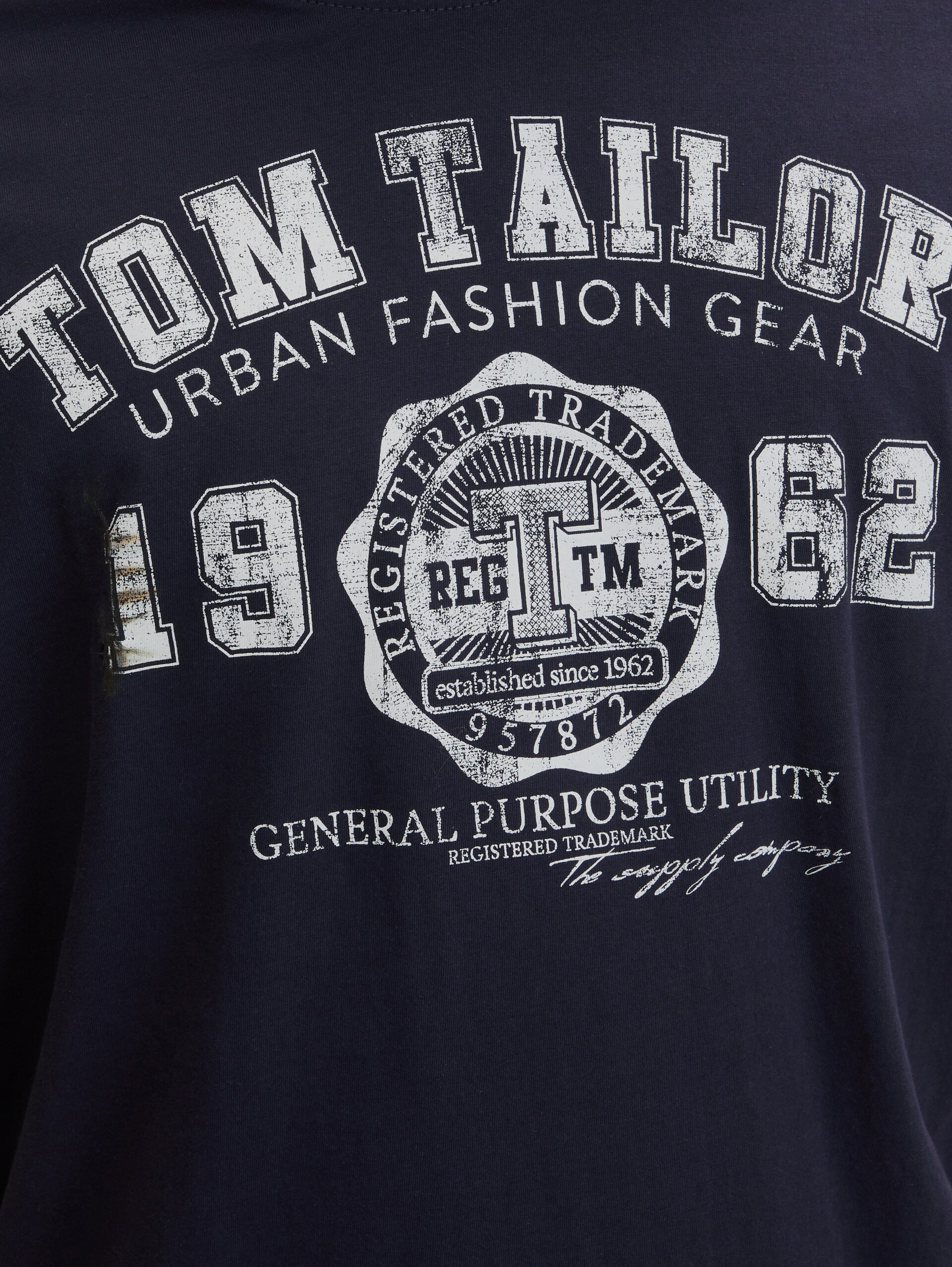 T-shirt met logo print - Knitted Navy - Detailaanzicht model