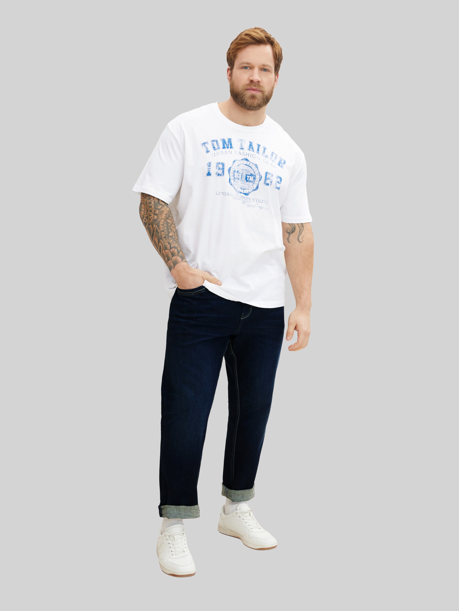 T-shirt met logo print - White - Model vooraanzicht