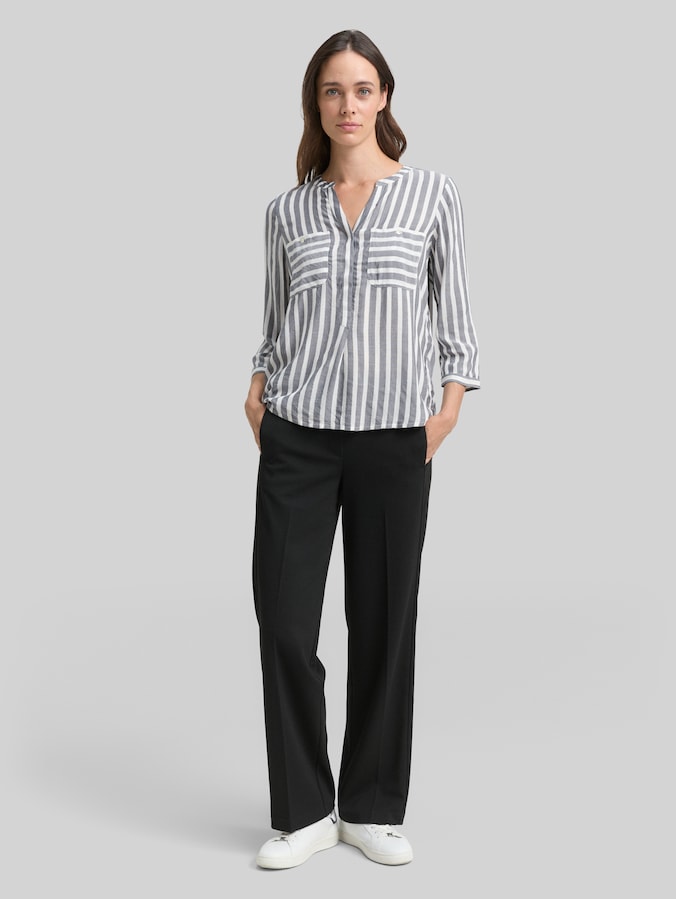Gestreifte Bluse mit Taschen von Women, offwhite navy vertical stripe
