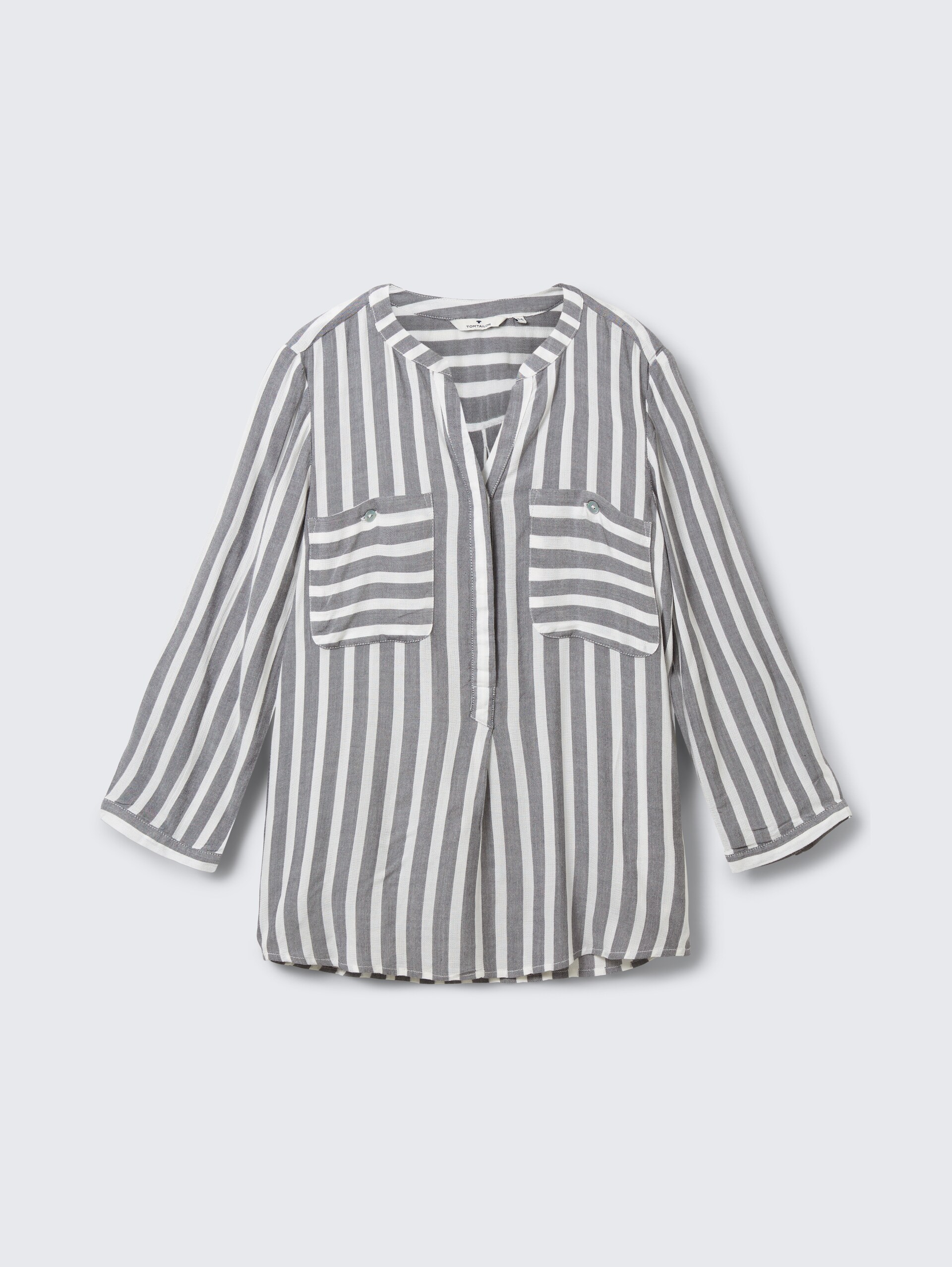Gestreifte Bluse mit Taschen - offwhite navy vertical stripe